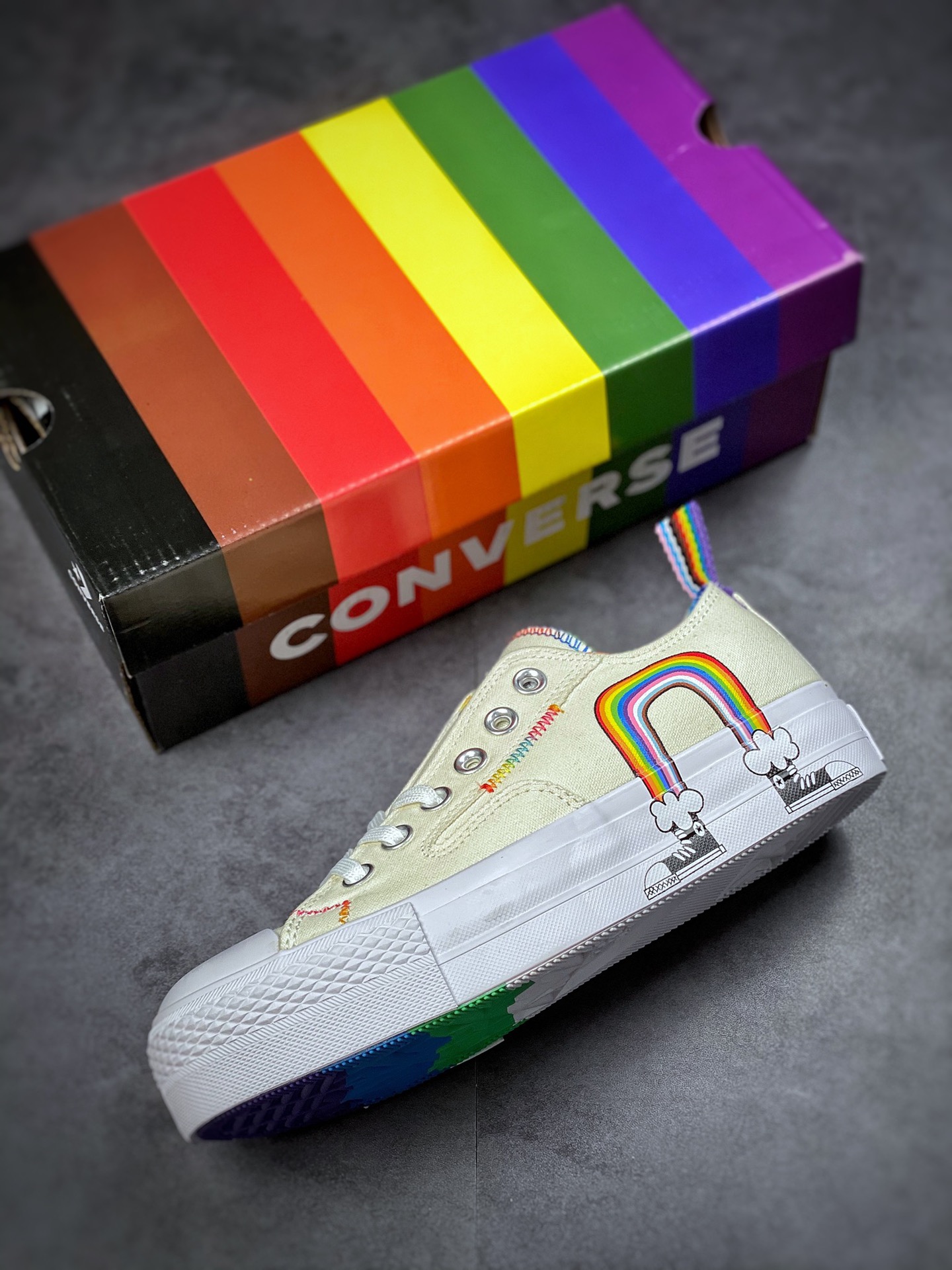 Converse new Pride series rainbow thick bottom A02264C