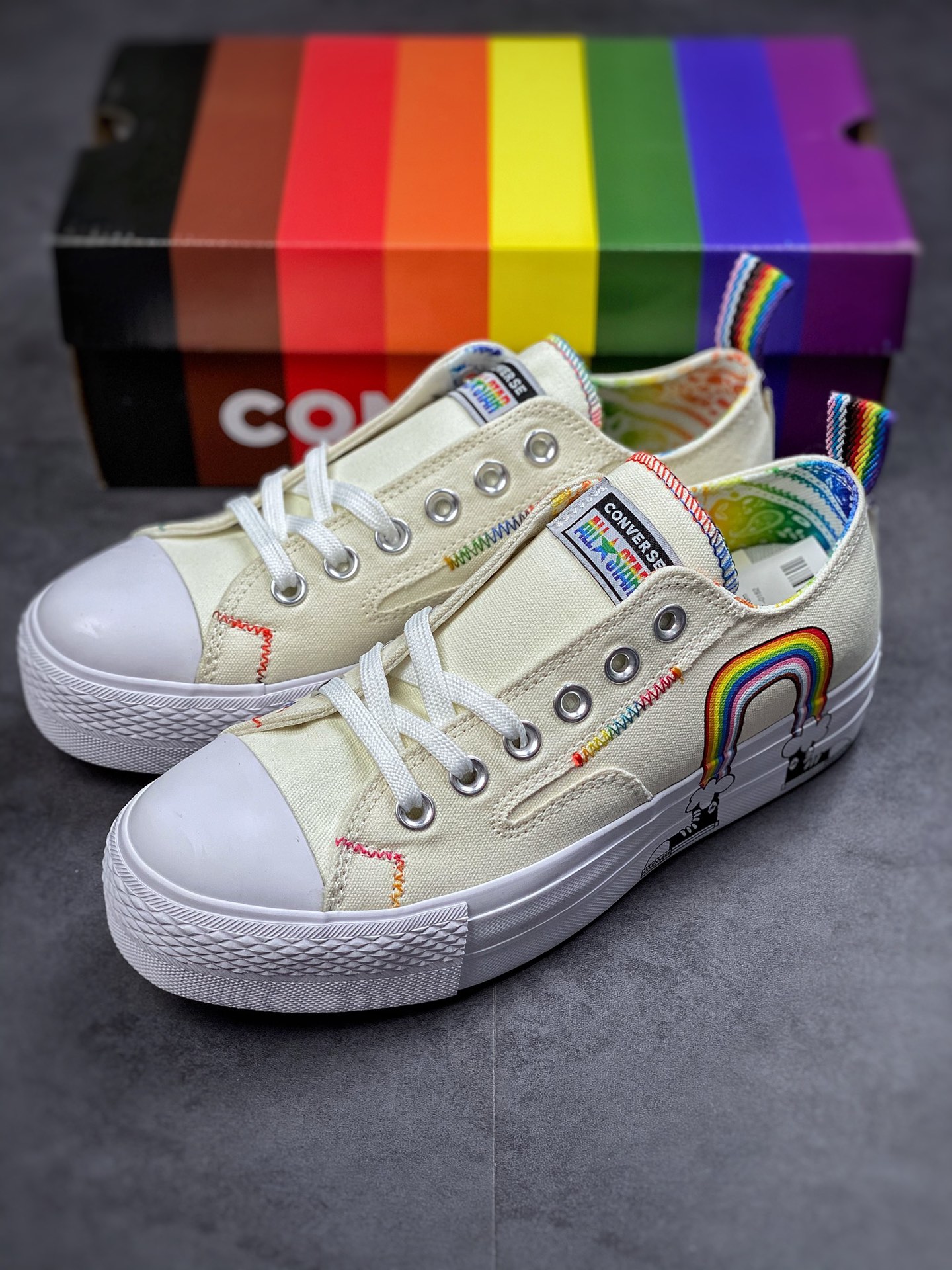 Converse new Pride series rainbow thick bottom A02264C