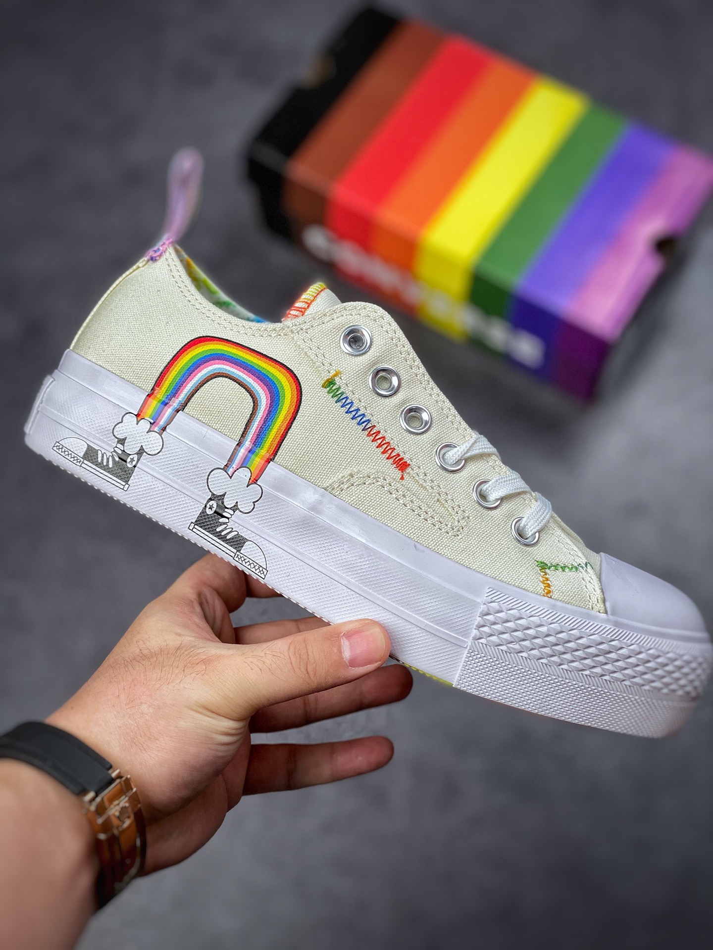 Converse new Pride series rainbow thick bottom A02264C