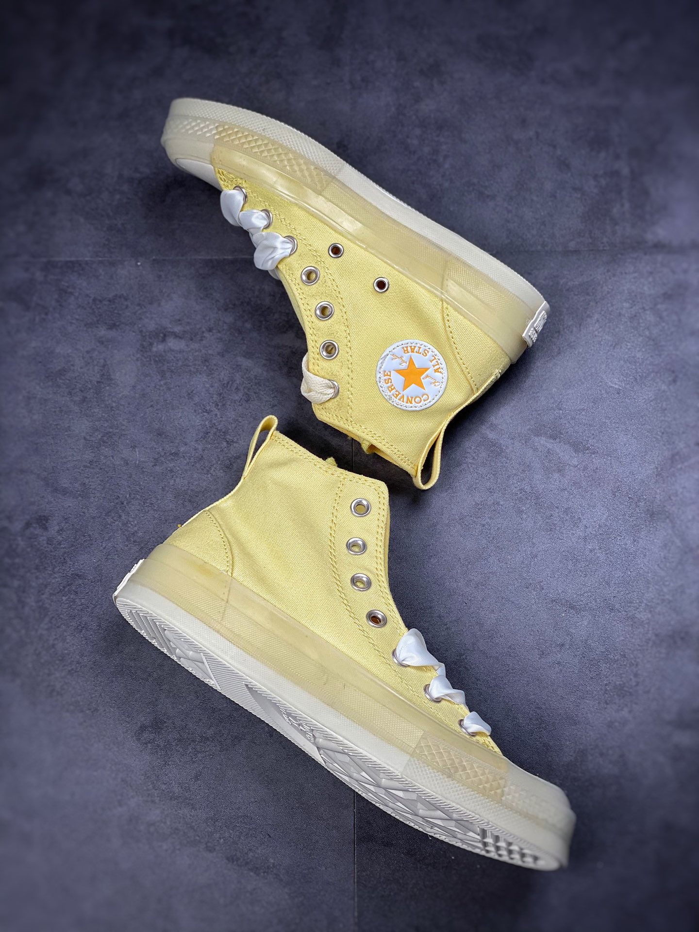 Converse Converse lemon yellow CX jelly transparent bottom lightweight high-top men's and women's canvas shoes A02428C