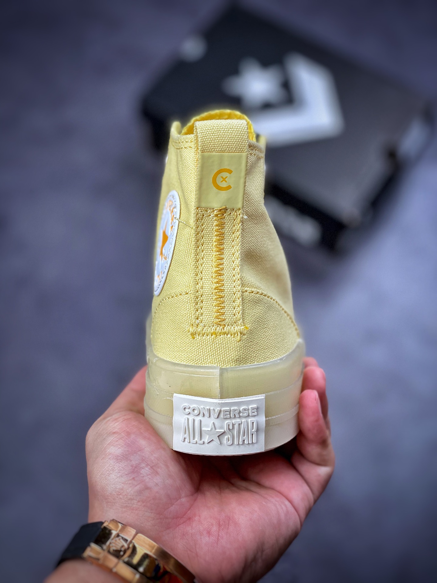 Converse Converse lemon yellow CX jelly transparent bottom lightweight high-top men's and women's canvas shoes A02428C