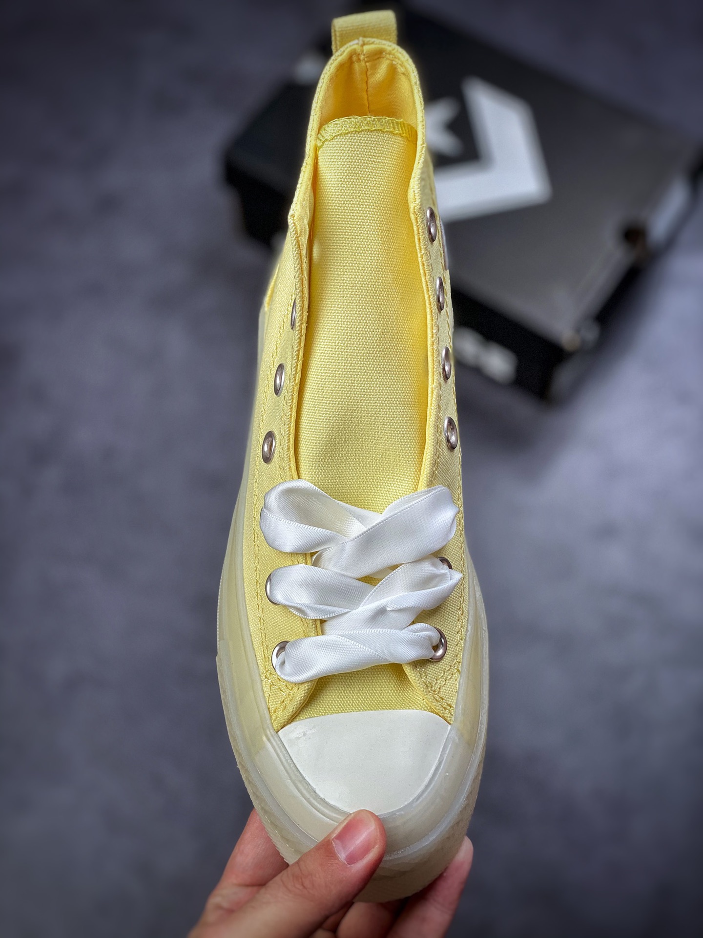 Converse Converse lemon yellow CX jelly transparent bottom lightweight high-top men's and women's canvas shoes A02428C