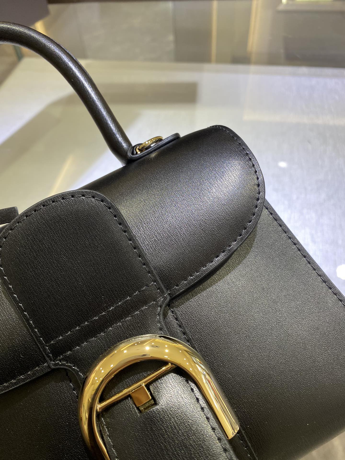 新版黑色金扣比利时皇家御用品牌顶级原单Delvaux新版双环brillantbox皮现货️小羊皮内里配套