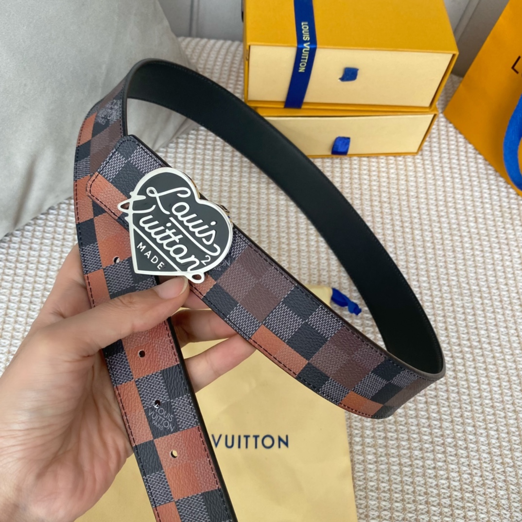 Louis Vuitton Belts Calfskin Canvas Cowhide