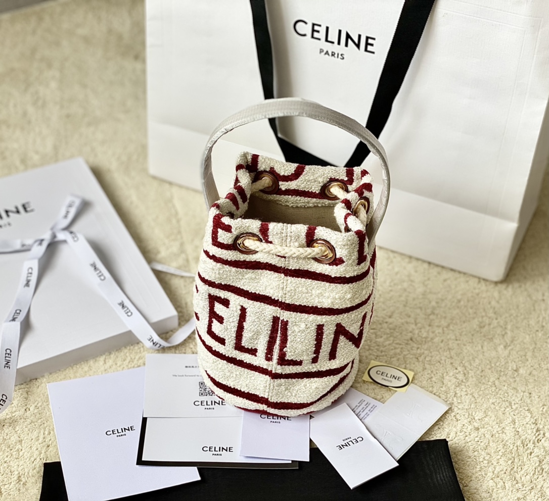 CELINE赛琳TEEN CELINE通体印花织物牛皮革抽绳包196532