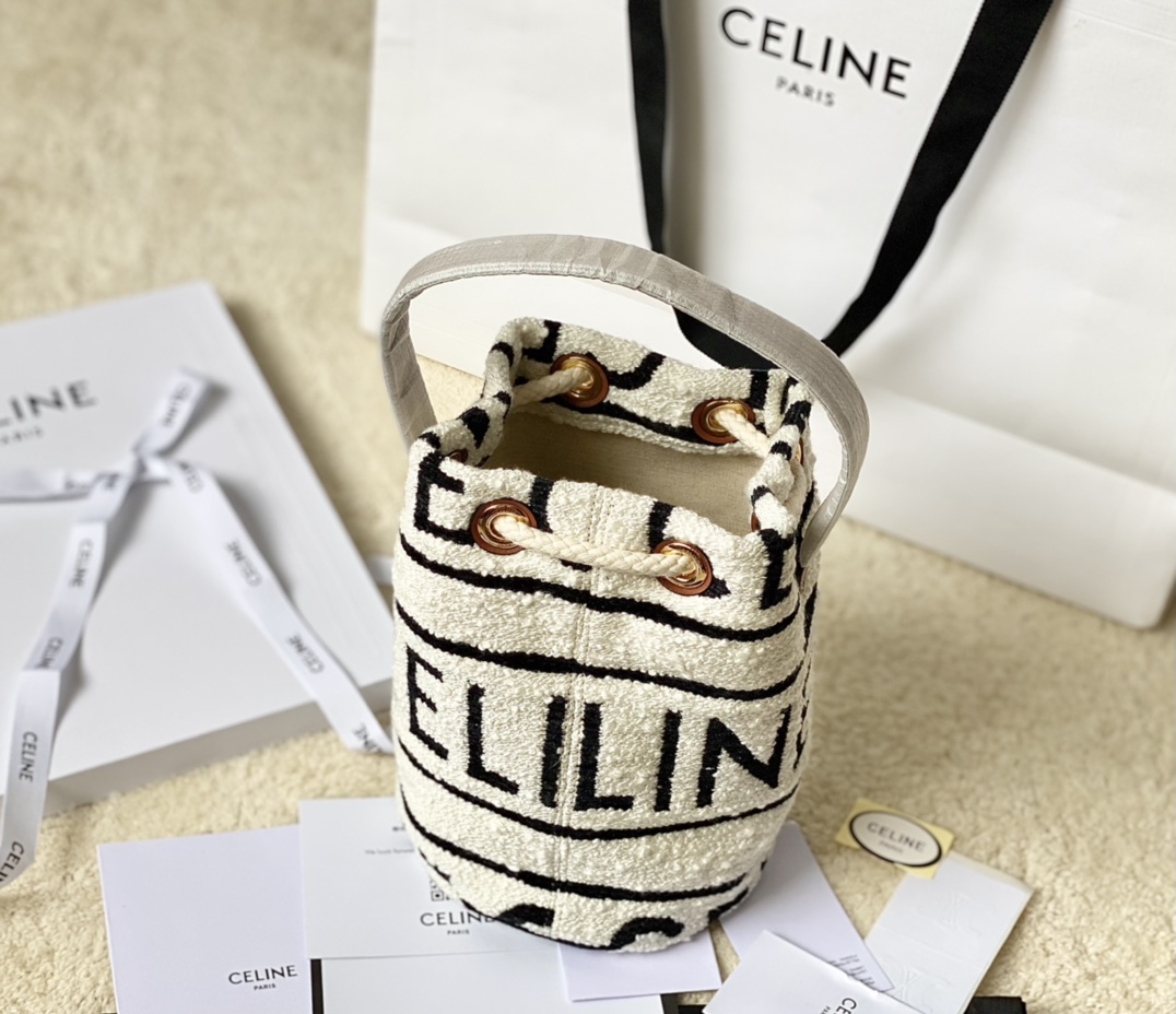 CELINE赛琳TEEN CELINE通体印花织物牛皮革抽绳包196532