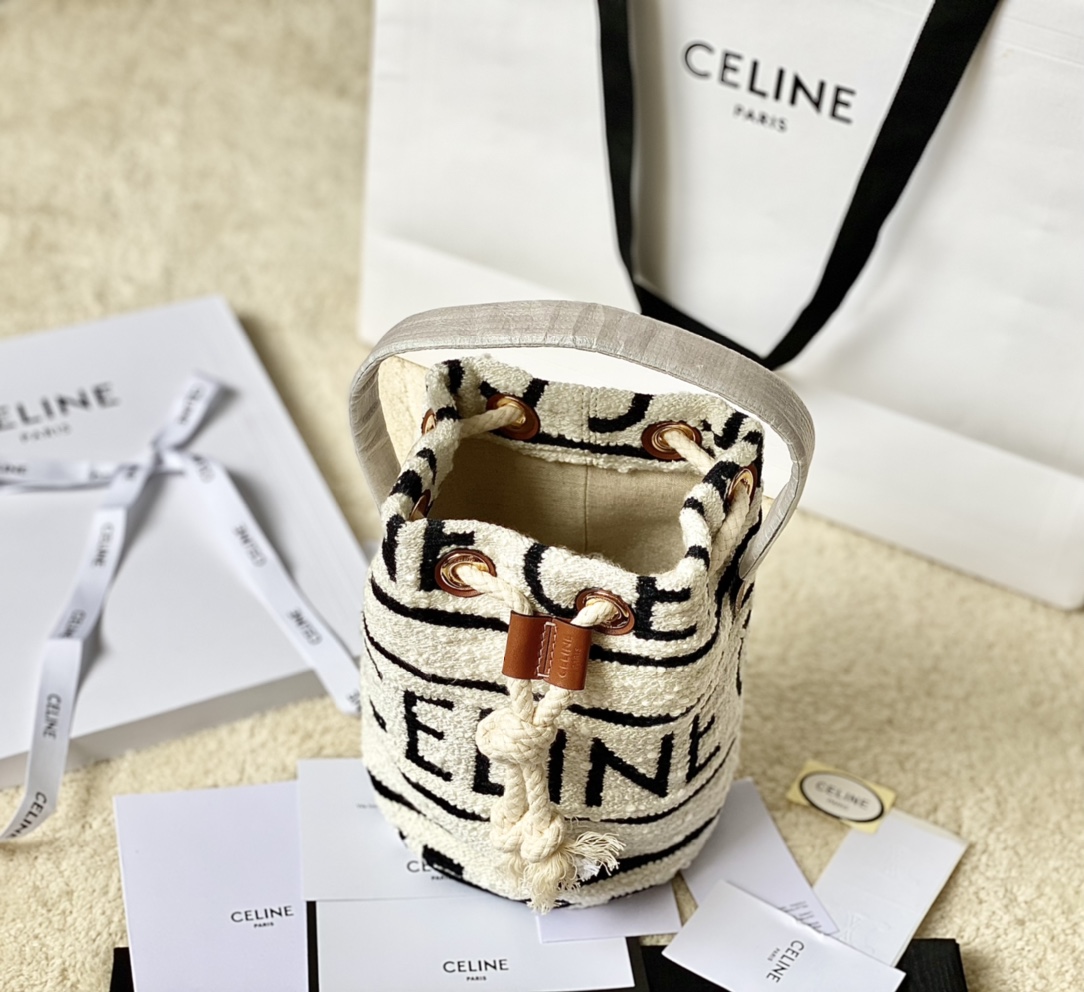 CELINE赛琳TEEN CELINE通体印花织物牛皮革抽绳包196532