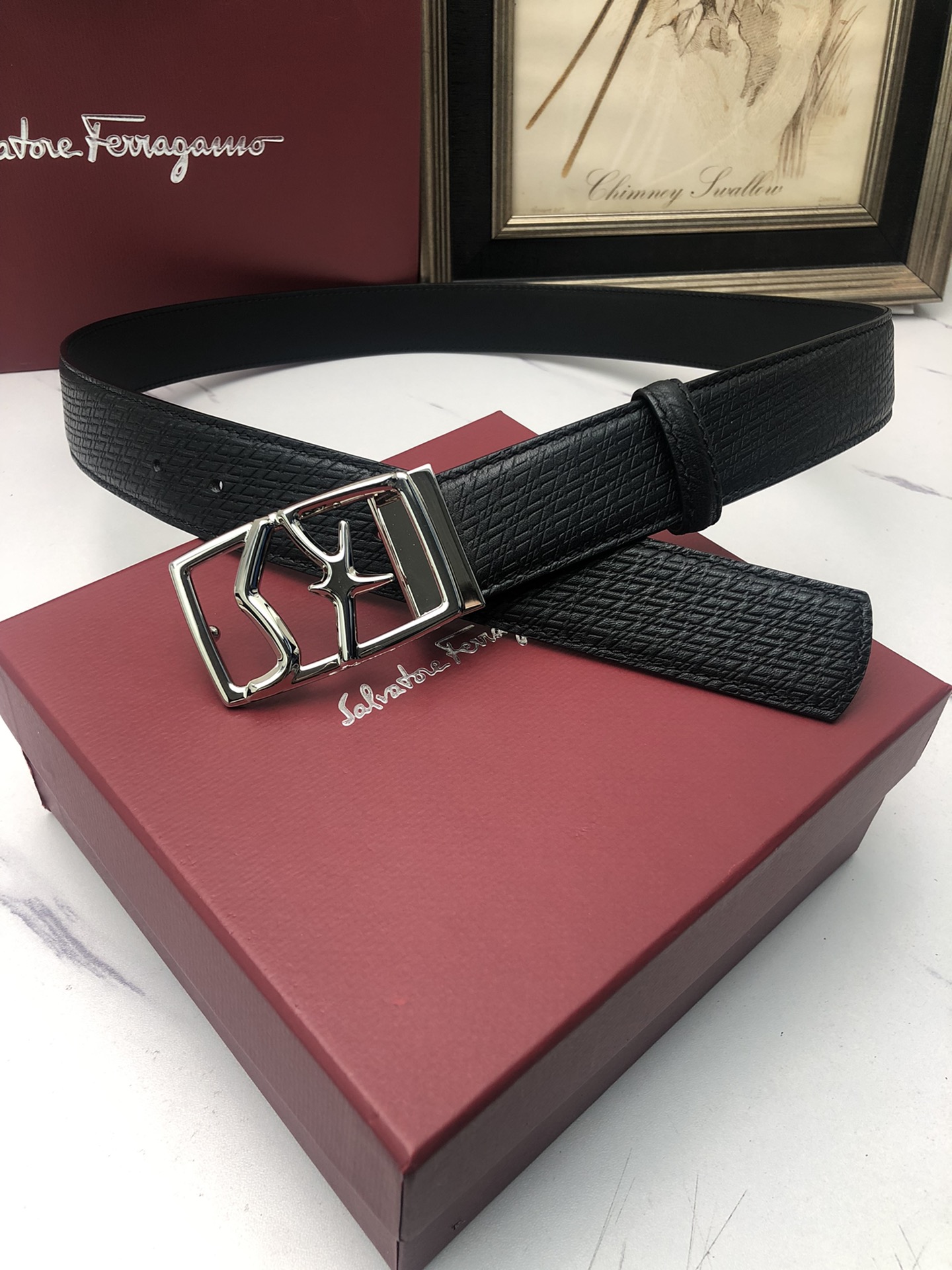 [Ferragamo Belts]Ferragamo: Original original first layer of cowhide embossed