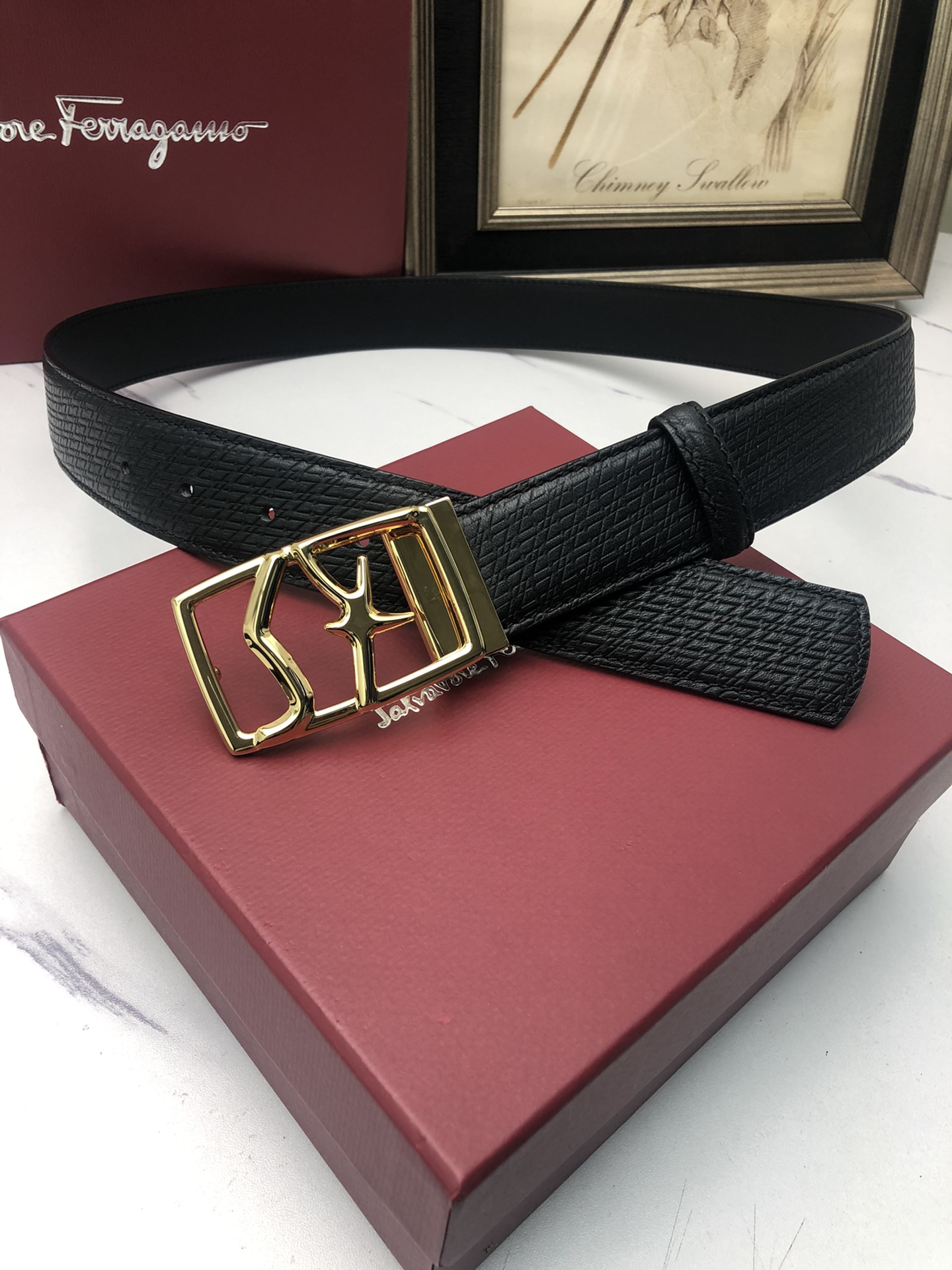 [Ferragamo Belts]Ferragamo: Original original first layer of cowhide embossed