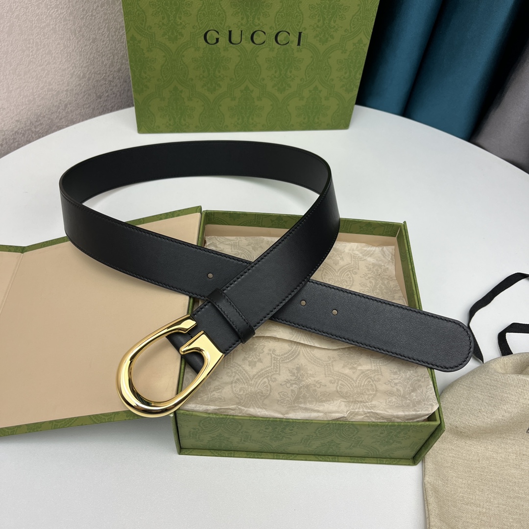 GUCCI原单品质经典款男女通用腰带双面原厂小牛皮精致双G搭扣