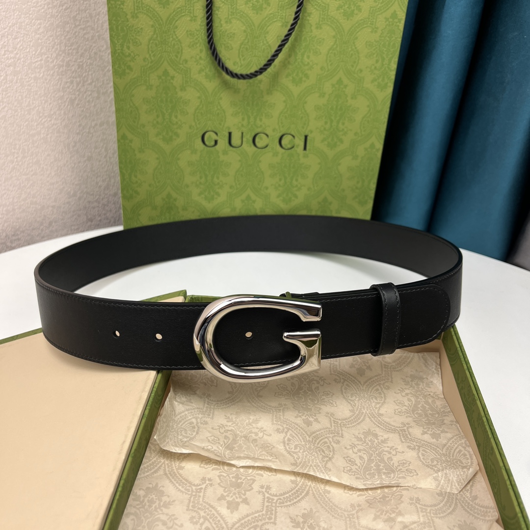 GUCCI原单品质经典款男女通用腰带双面原厂小牛皮精致双G搭扣