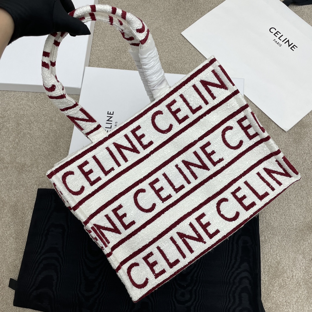 Celine Bags Handbags Black White Printing Cowhide Fabric Cabas Thais