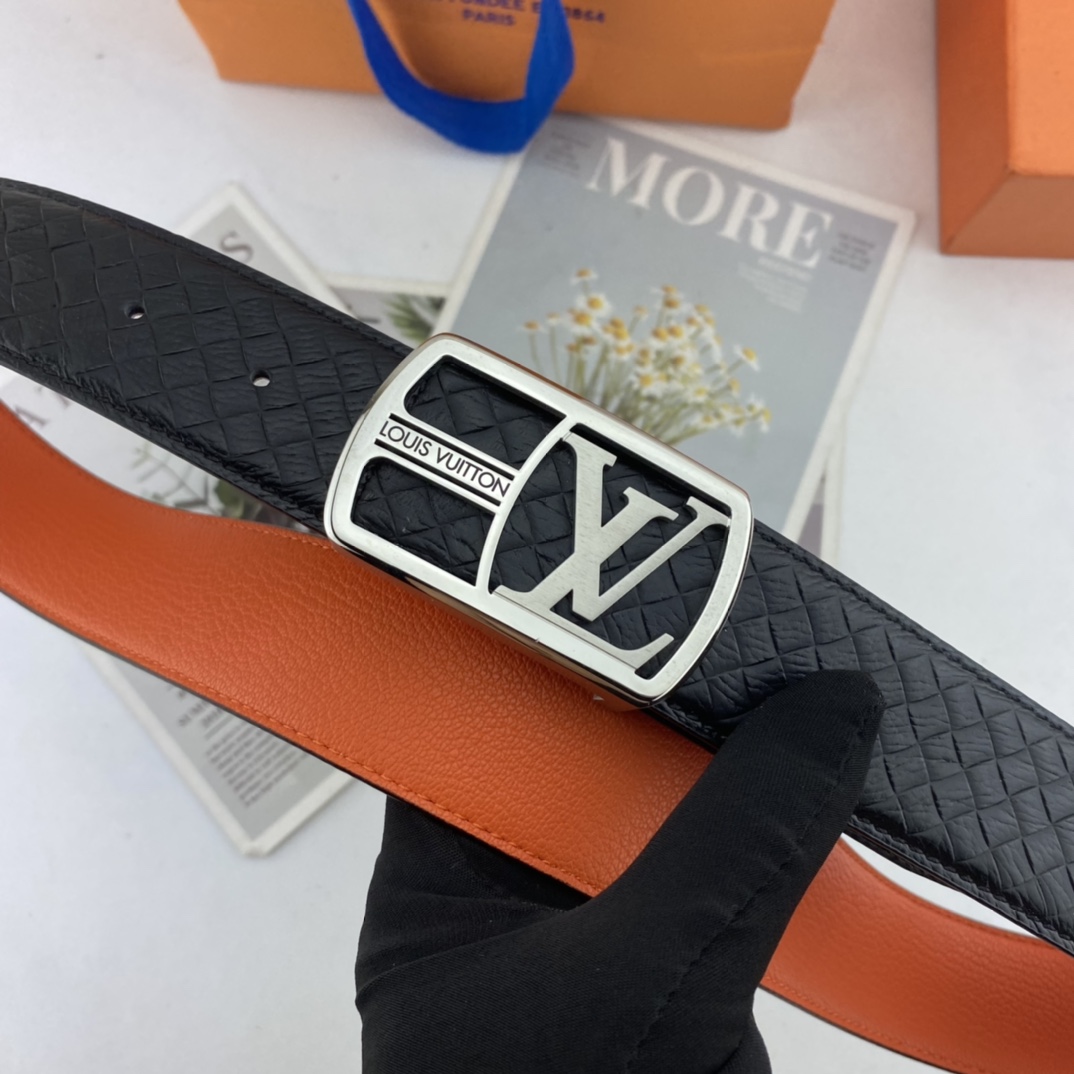 配全套包装礼盒LV男士双面皮腰带38