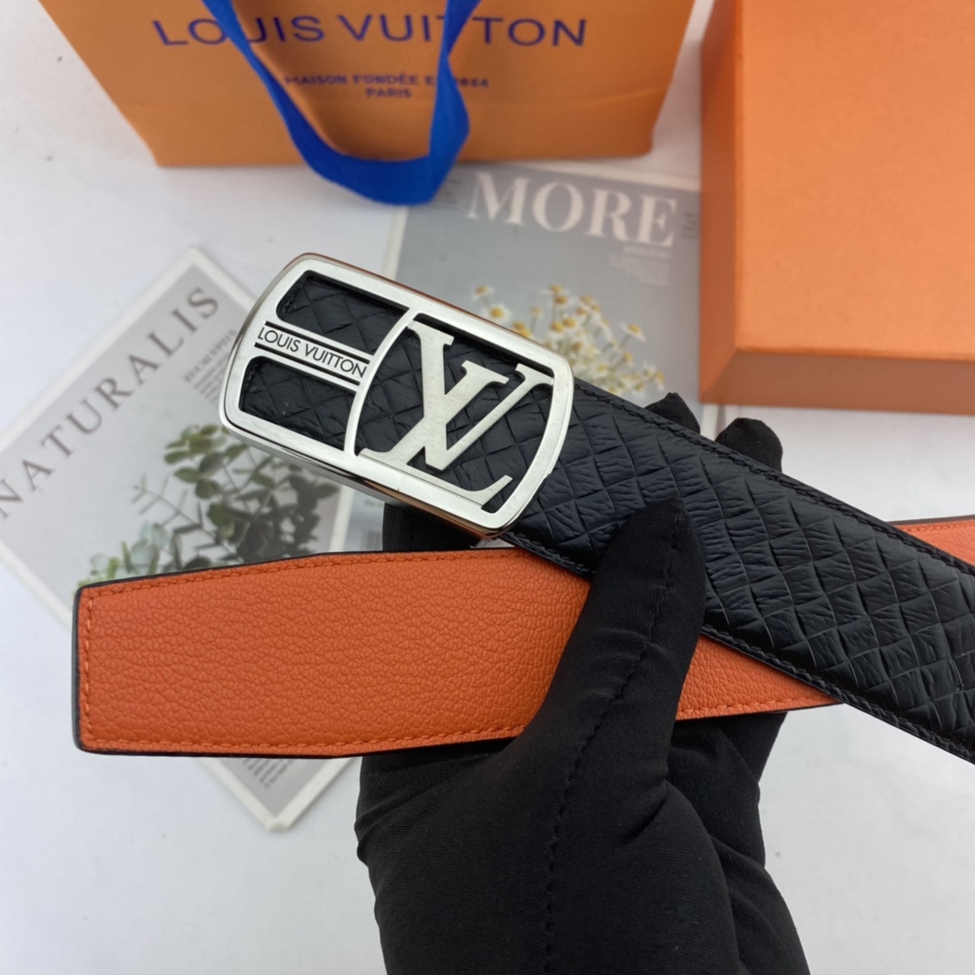 配全套包装礼盒LV男士双面皮腰带38