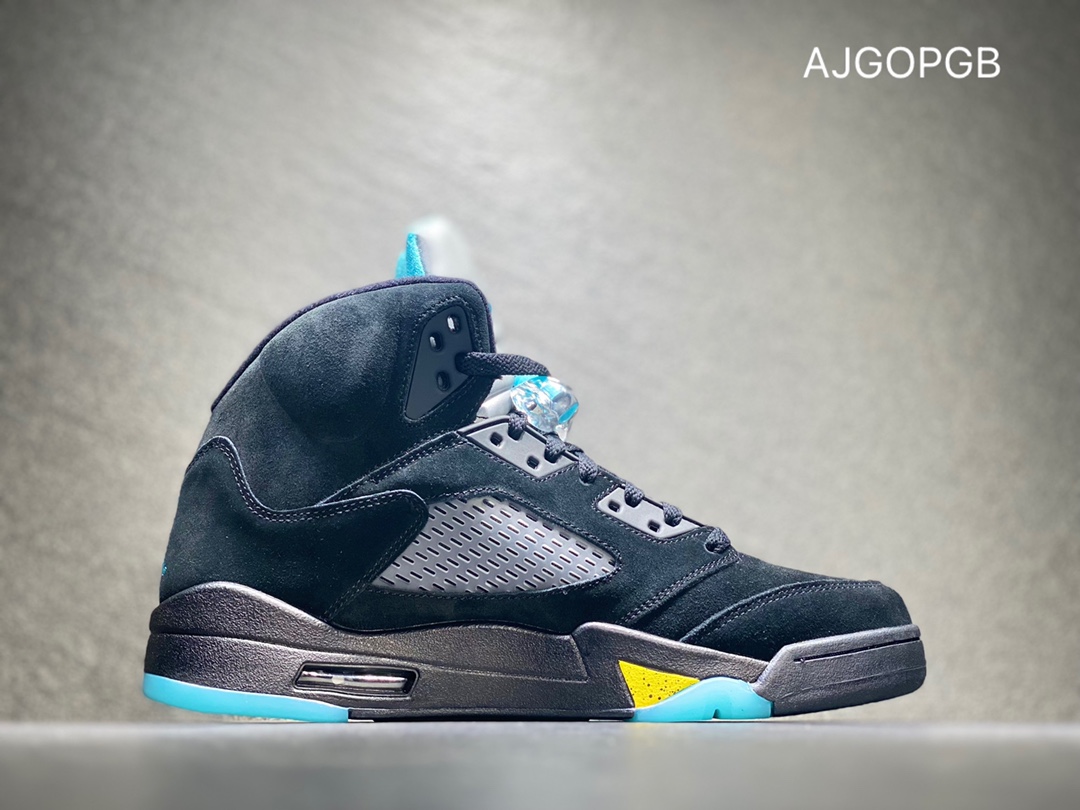 500 Air Jordan 5 Aqua AJ5 黑黄兰 篮球鞋 DD0587-047