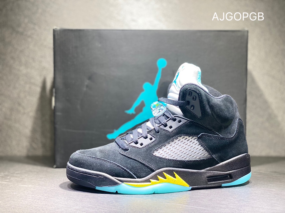 500 Air Jordan 5 Aqua AJ5 黑黄兰 篮球鞋 DD0587-047
