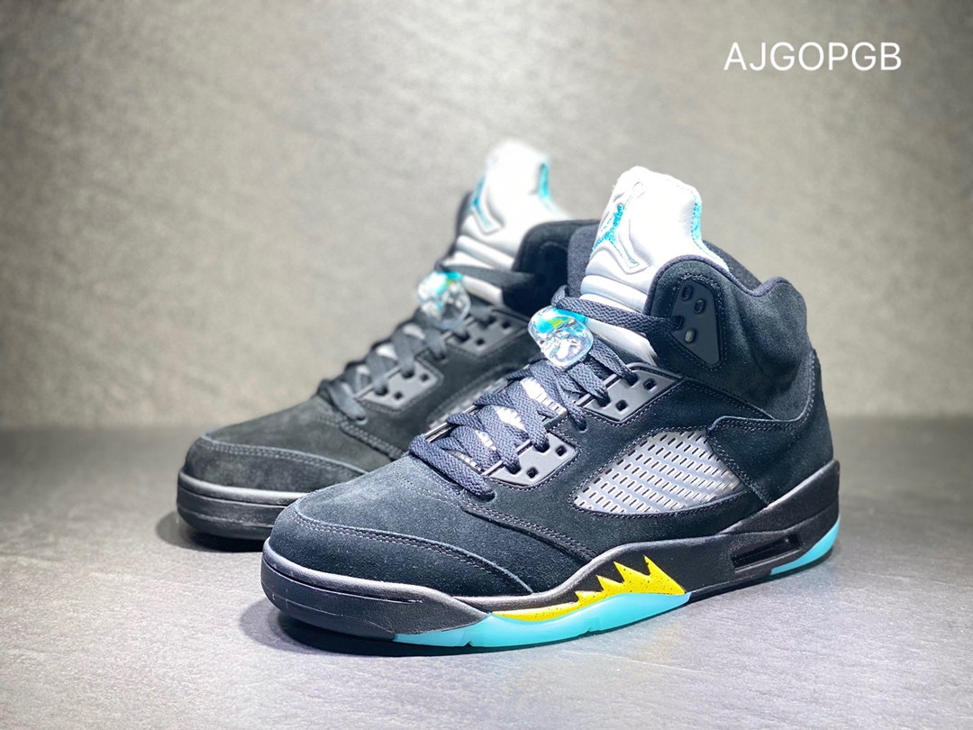 500 Air Jordan 5 Aqua AJ5 黑黄兰 篮球鞋 DD0587-047