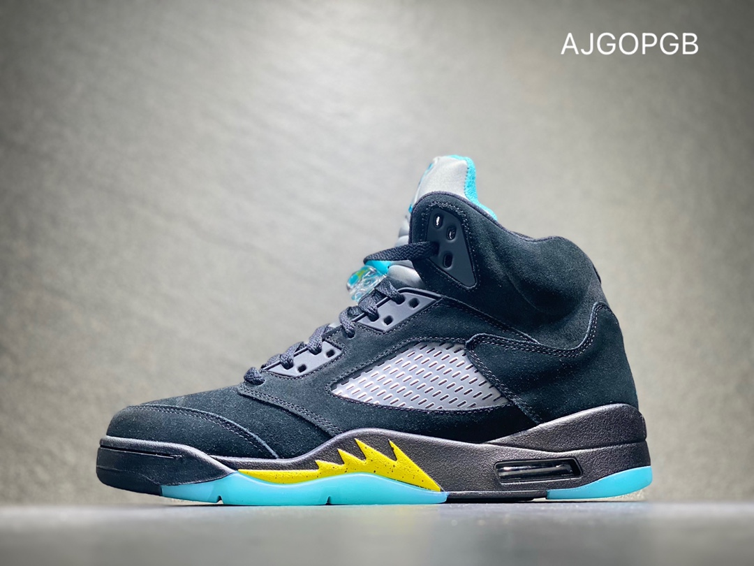 500 Air Jordan 5 Aqua AJ5 黑黄兰 篮球鞋 DD0587-047