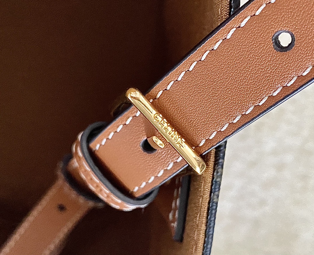 CELINE赛琳CUIR TRIOMPHE小号标志印花牛皮水桶包198243