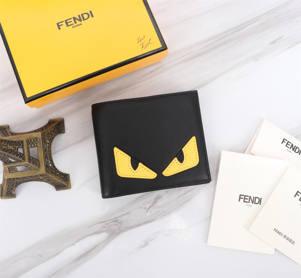 Fendi Wallet Black Lemon Yellow Red Cowhide Sheepskin Spring/Summer Collection