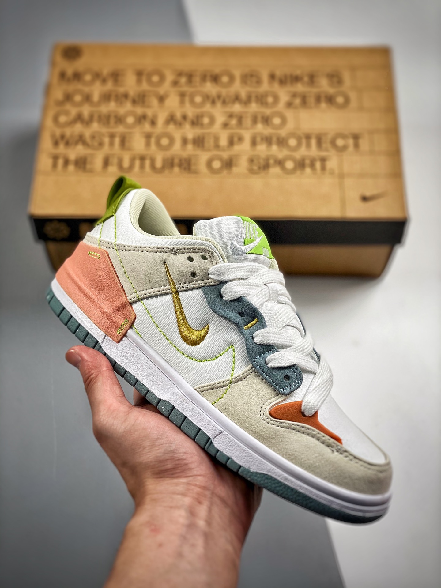 -2 Nk Dunk SB Low Blanco Dorado Rosa Material reciclable Mejor relación calidad-precio Fotos reales primer lanzamiento …