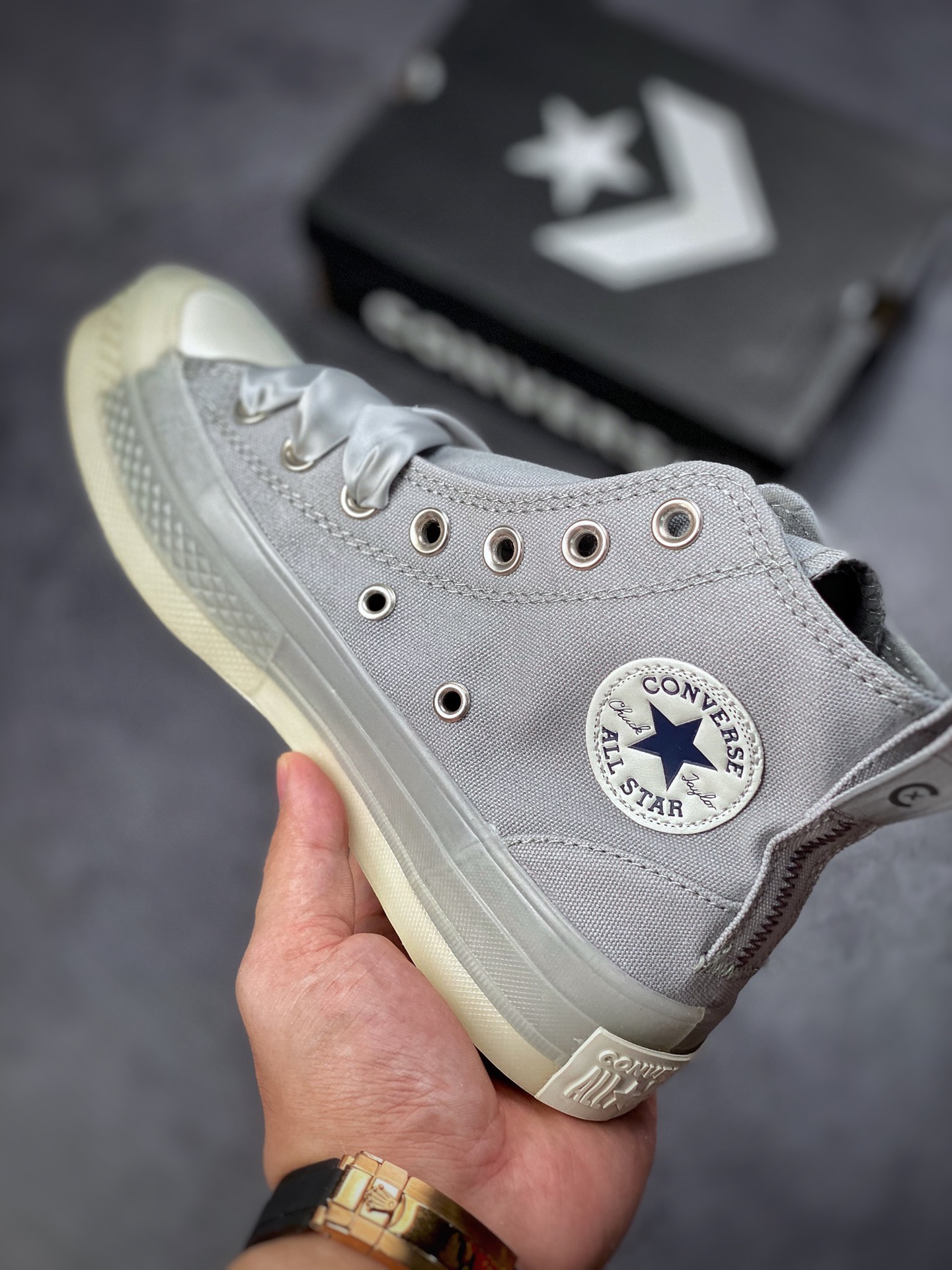 Converse Converse Advanced Gray CX Jelly Transparent Bottom Lightweight High-top Men's and Women's Canvas Shoes A03746C