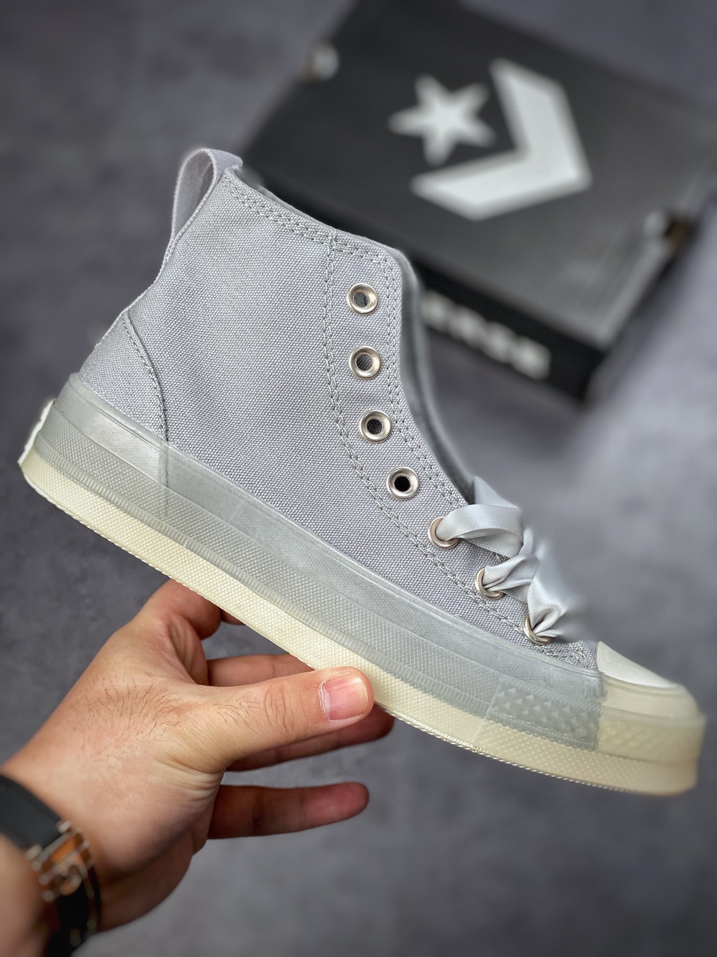 Converse Converse Advanced Gray CX Jelly Transparent Bottom Lightweight High-top Men's and Women's Canvas Shoes A03746C