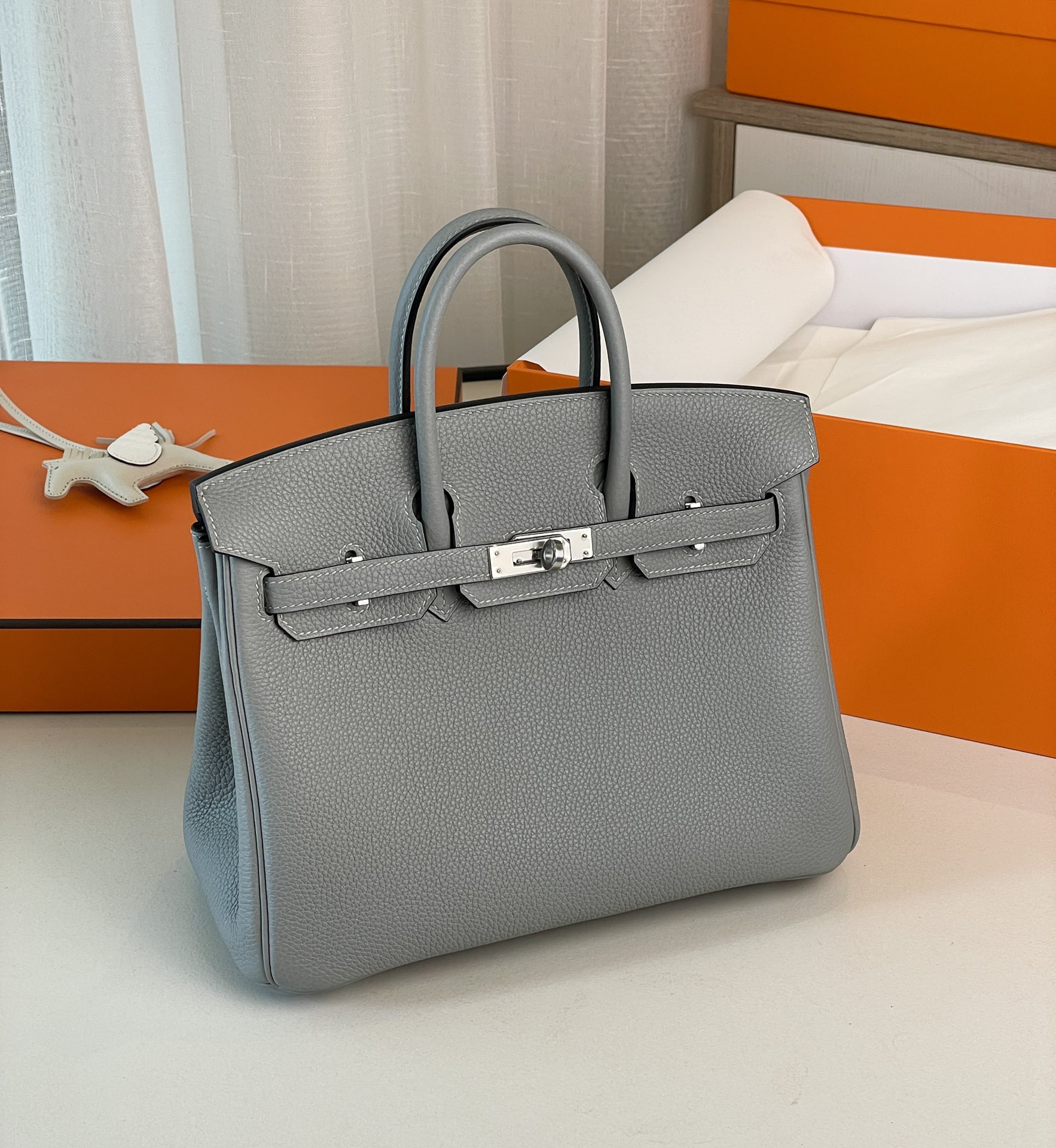 Hermes Birkin Bags Handbags Grey Silver Hardware