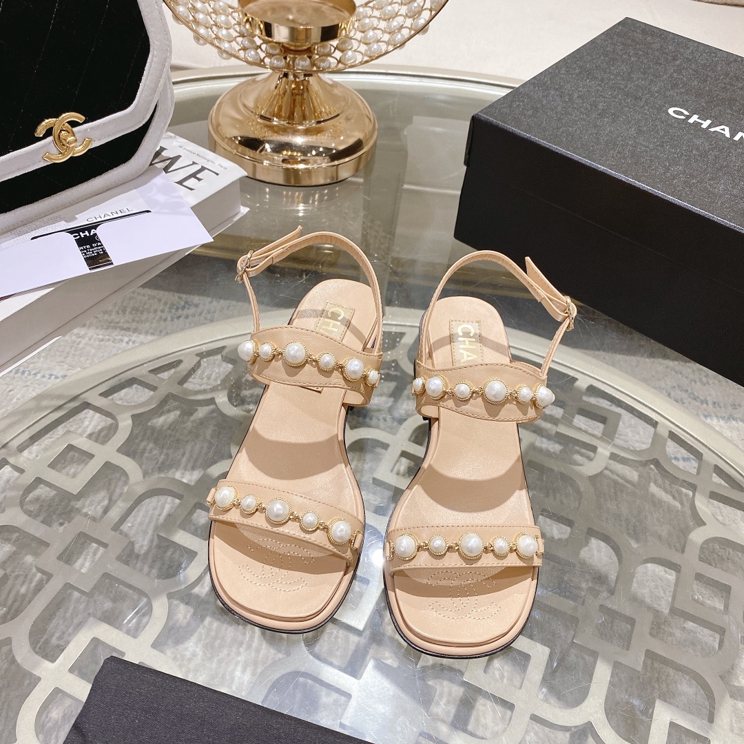 Chanel Designer
 Shoes Sandals Slippers Genuine Leather Sheepskin Summer Collection