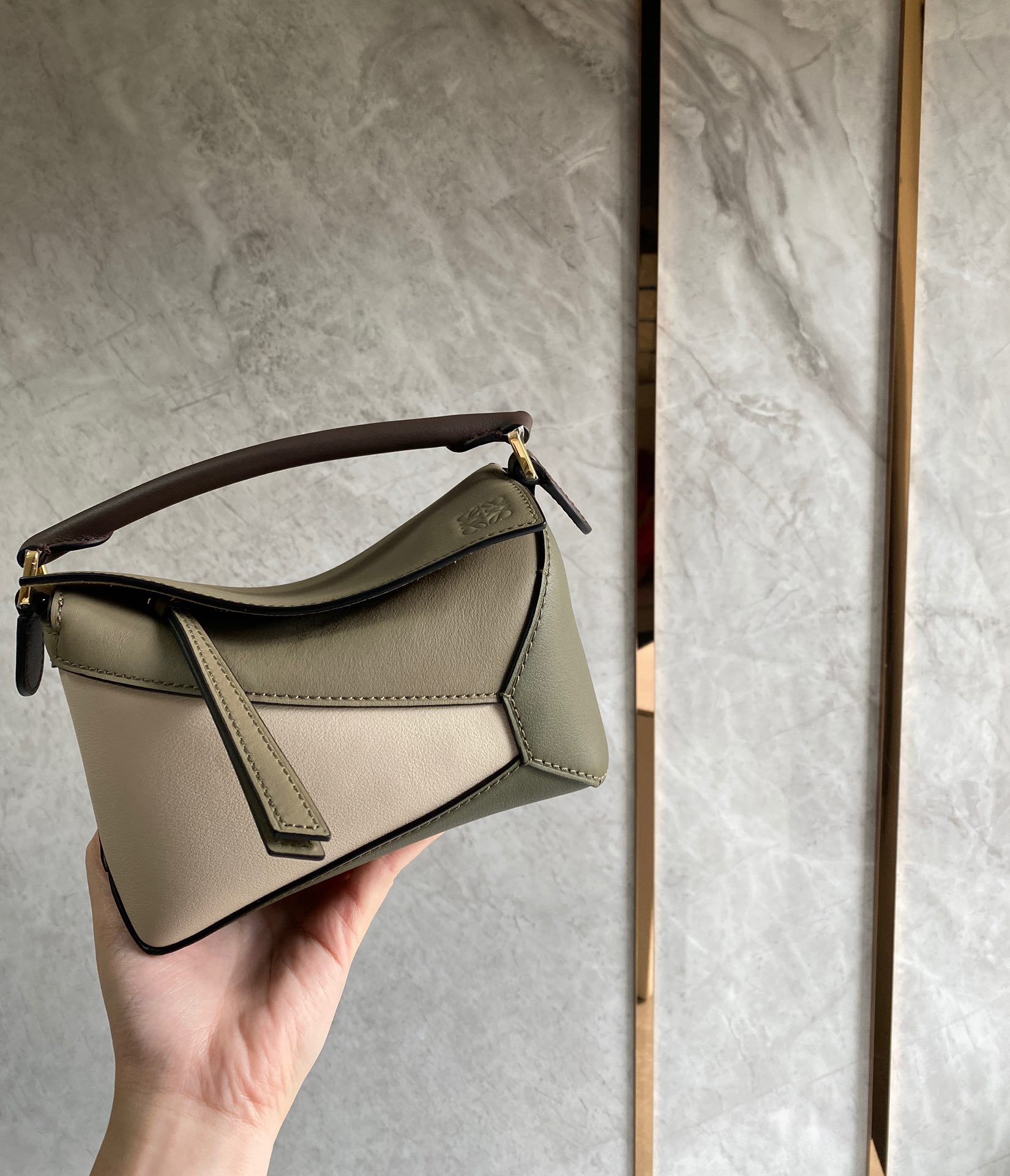 LOEWE Puzzle 18CM Mini bag 几何包 0680拼接月桂绿