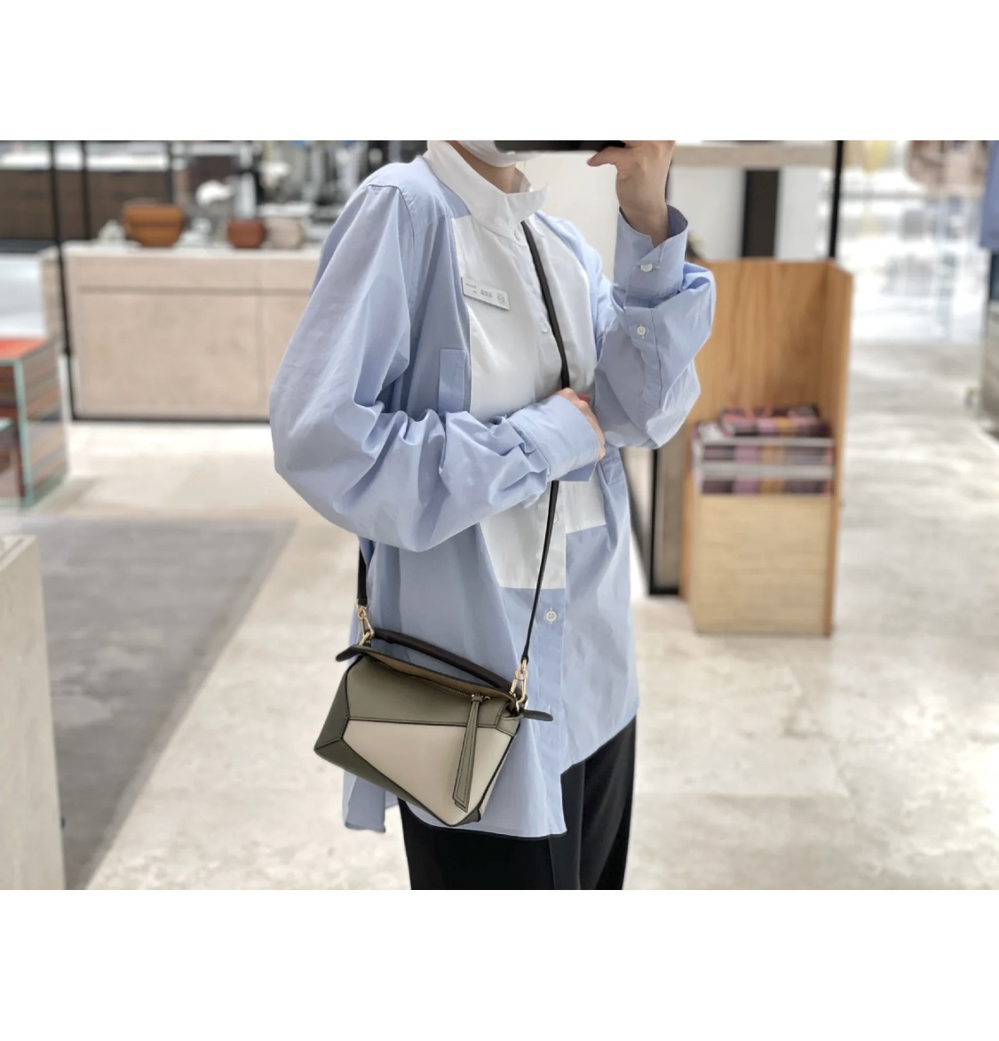 LOEWE Puzzle 18CM Mini bag 几何包 0680拼接月桂绿