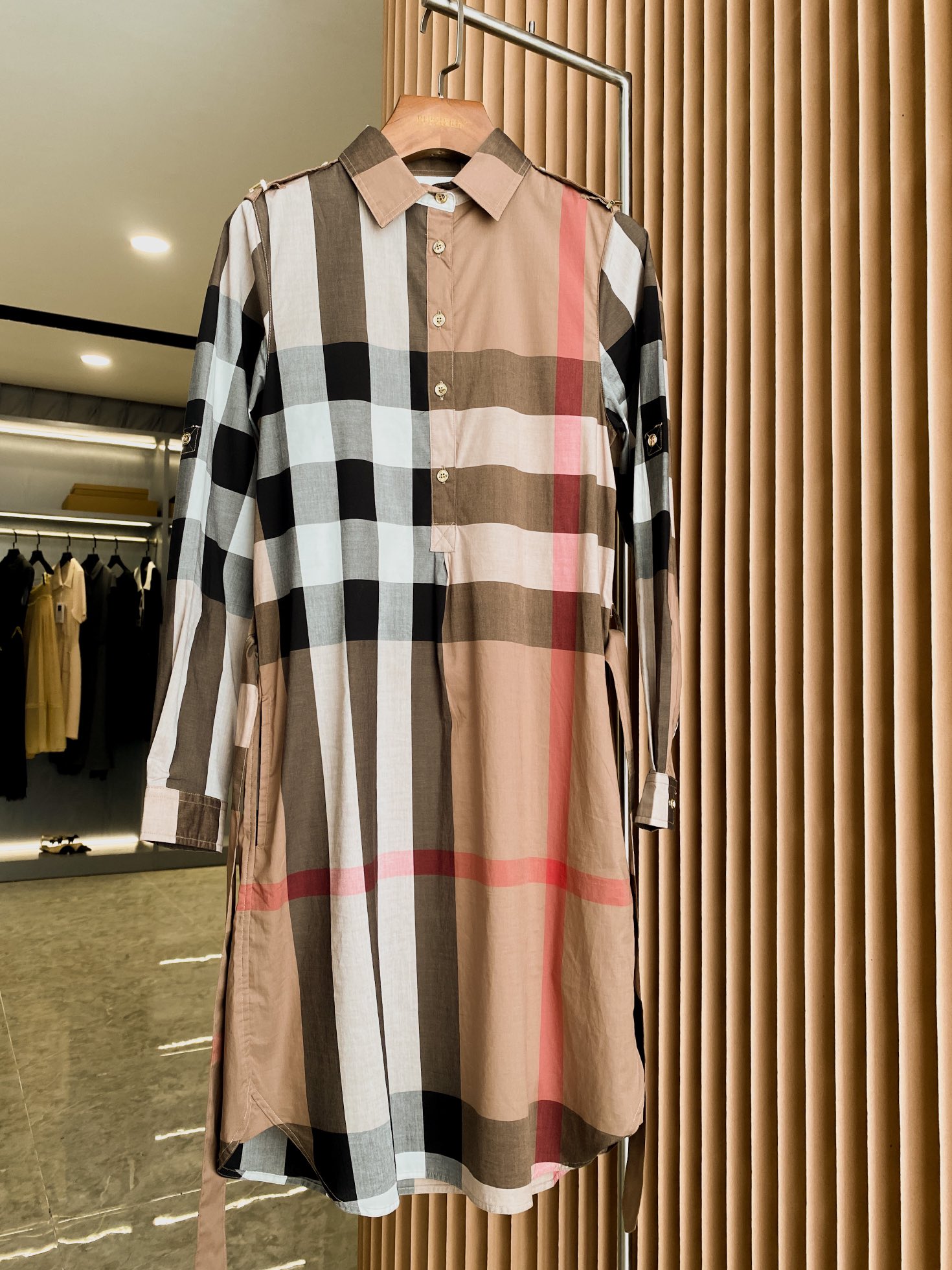 Burberry Vintage Plaid Belt Shirt Dress Classic Fit,Casual Style 4 i1660314999 72 3