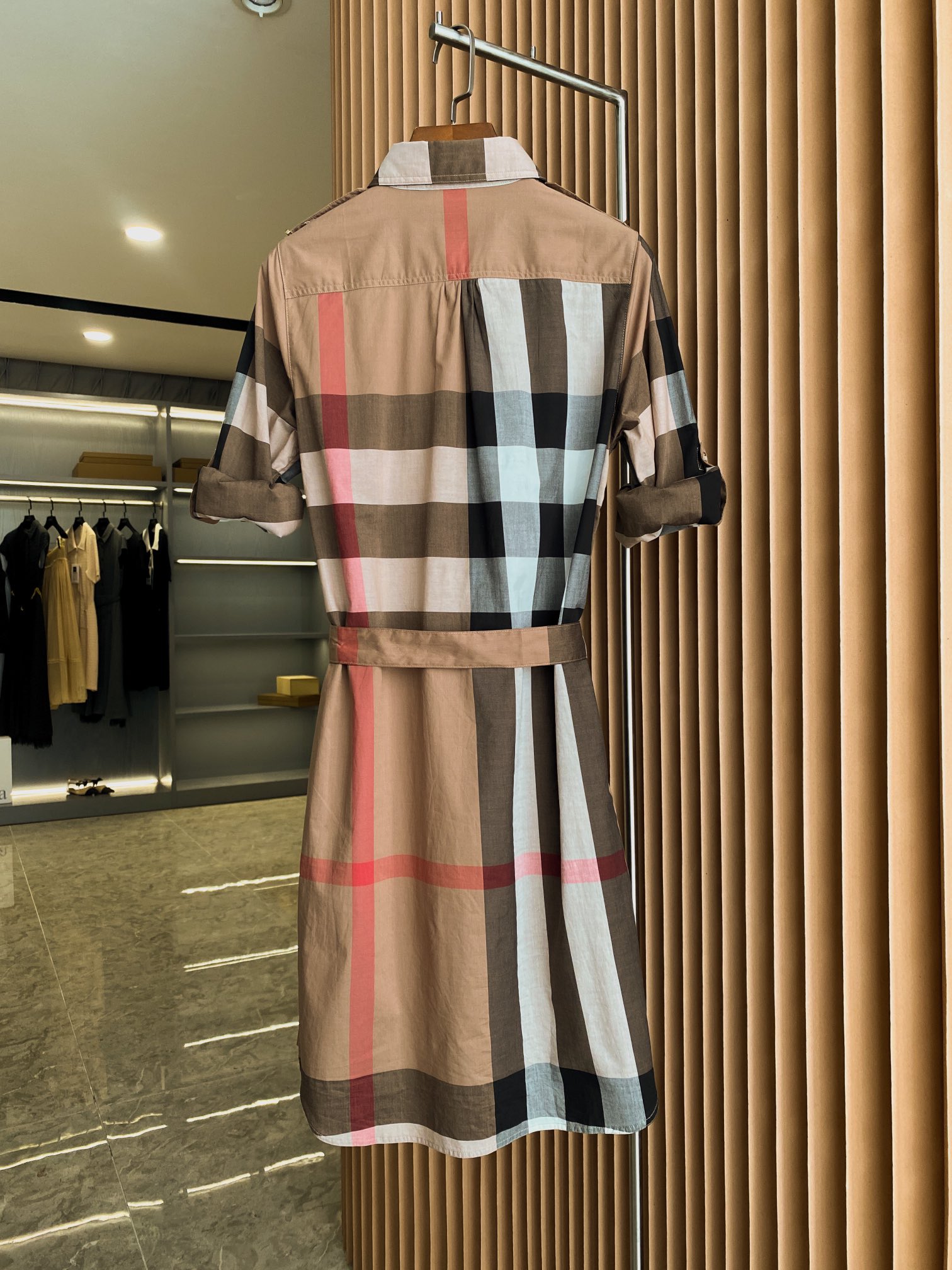 Burberry Vintage Plaid Belt Shirt Dress Classic Fit,Casual Style 8 i1660314999 903 7