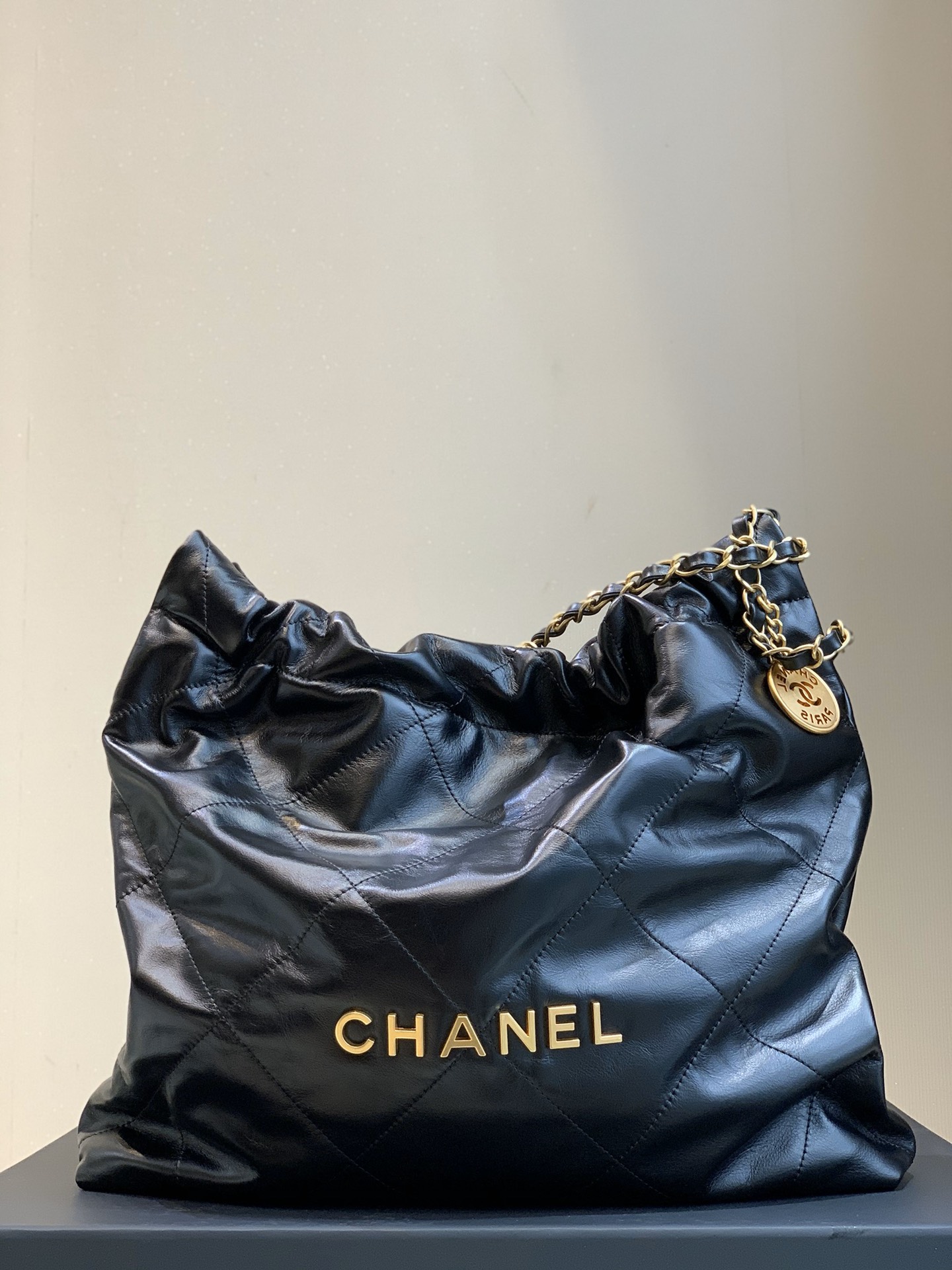 CHANEL Большой объём состаренный логотип кожа от оригинального производителя ромбовидная стёжка сумка года шоппер импортная коровья кожа