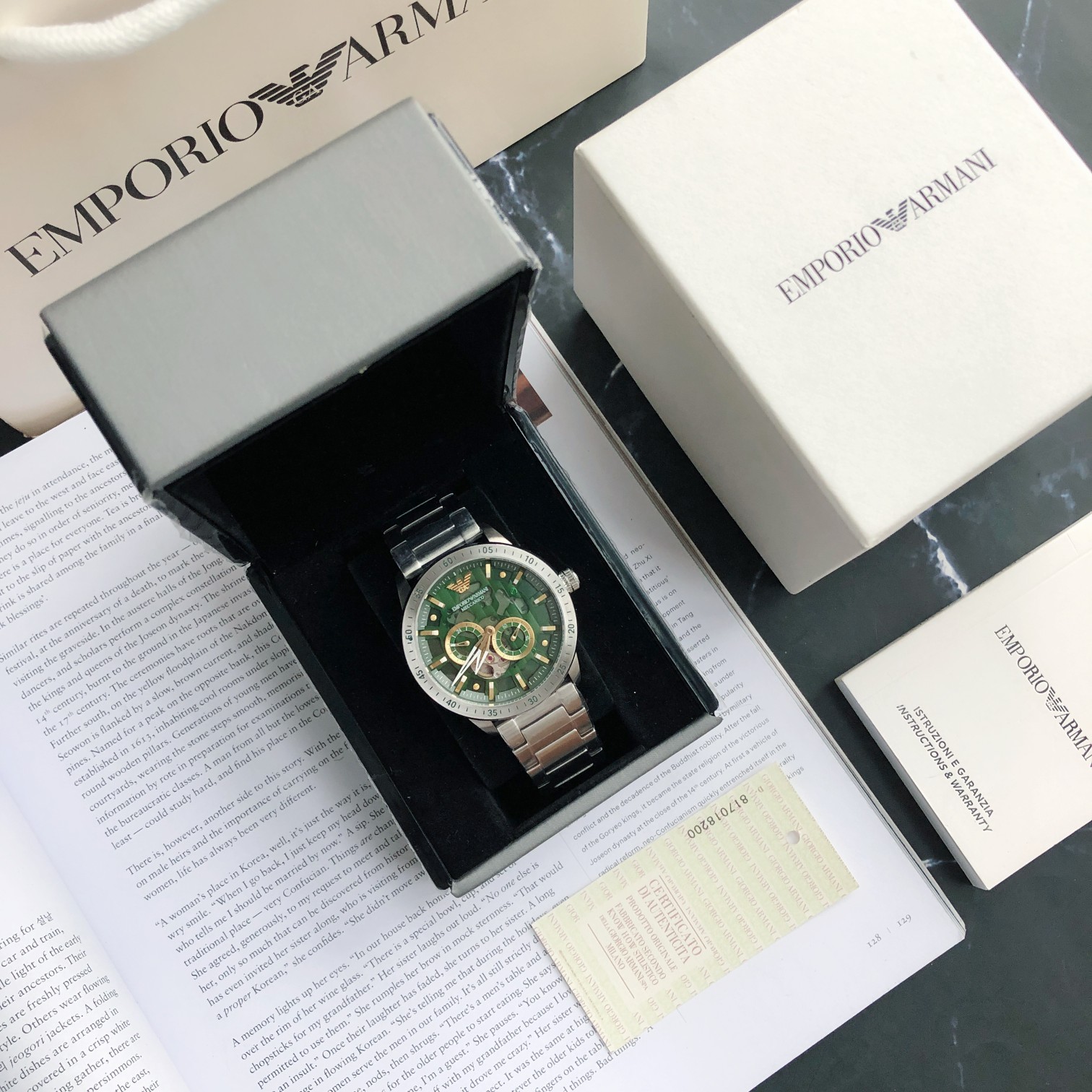 Lote (Emporio Armani) ¡Reloj mecánico automático transparente con diamantes huecos Armani para hombre! ¡AR60053** venta…