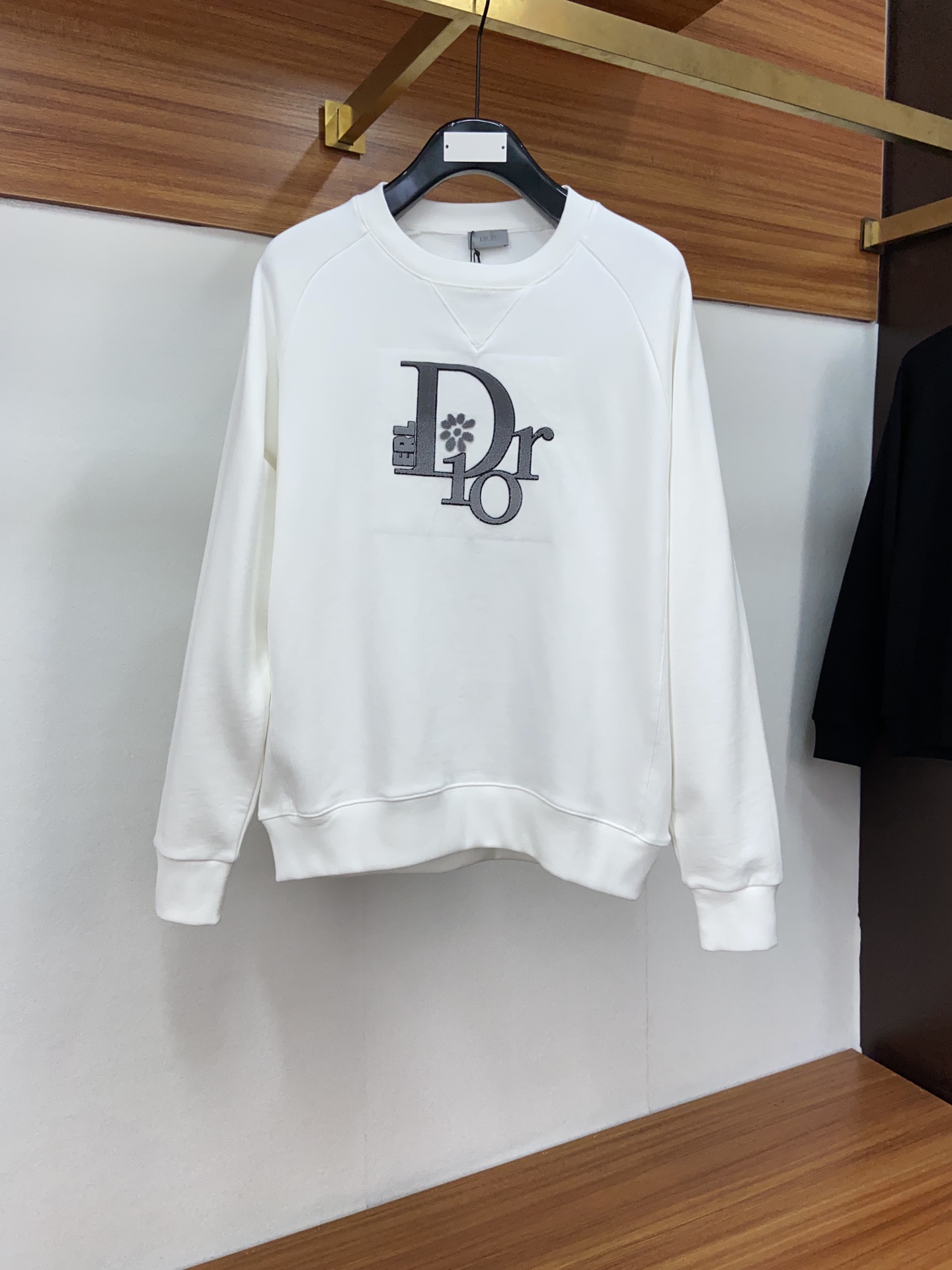 Dior Copy
 Clothing Knit Sweater Sweatshirts Black White Embroidery Knitting Fall/Winter Collection Casual