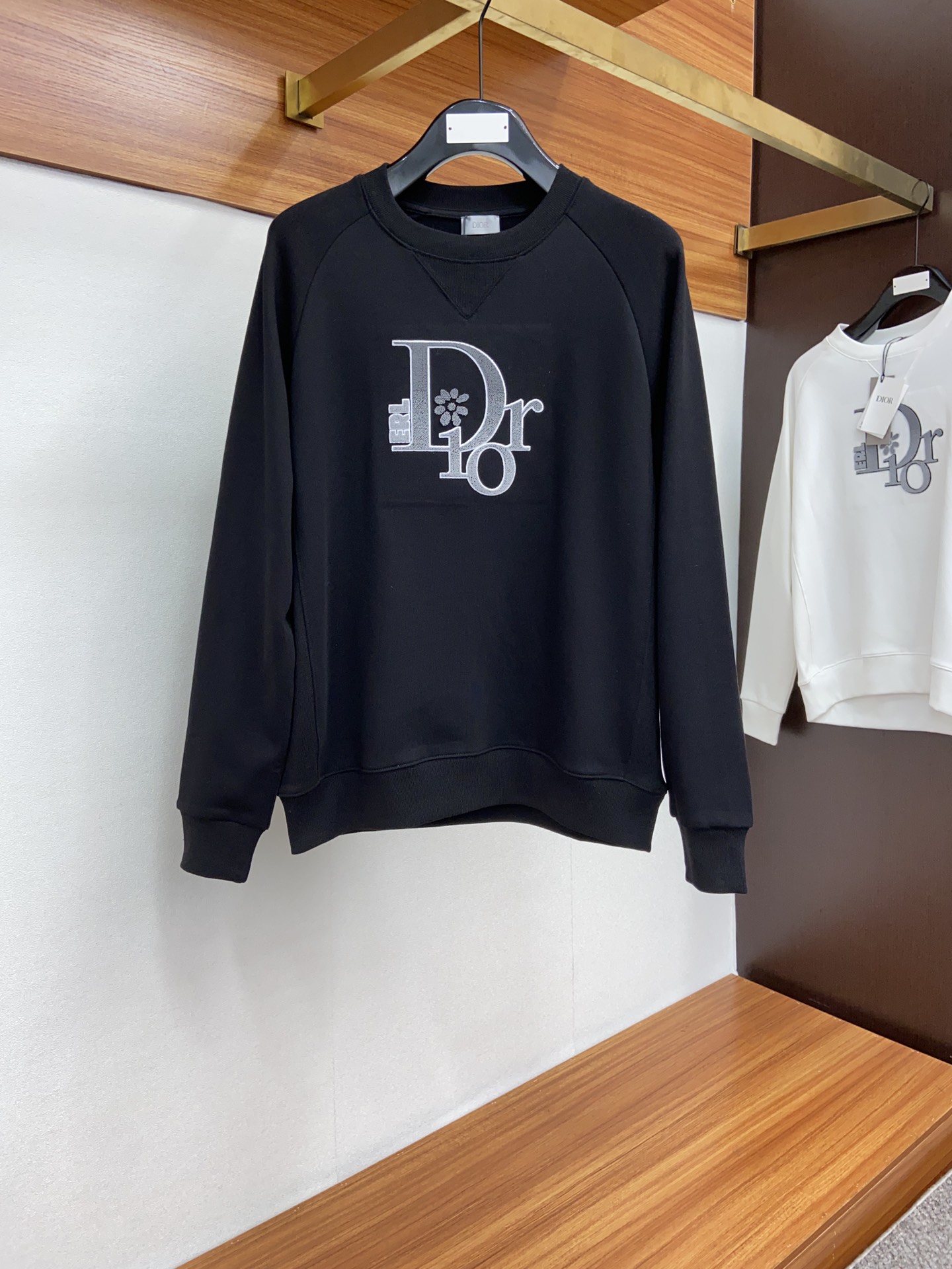 website to buy replica
 Dior 7 Star
 Clothing Knit Sweater Sweatshirts Black White Embroidery Knitting Fall/Winter Collection Casual