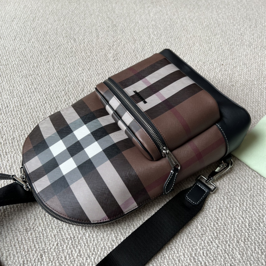 Burberry backpack Nova Check Plaid Brown Black large crossbody