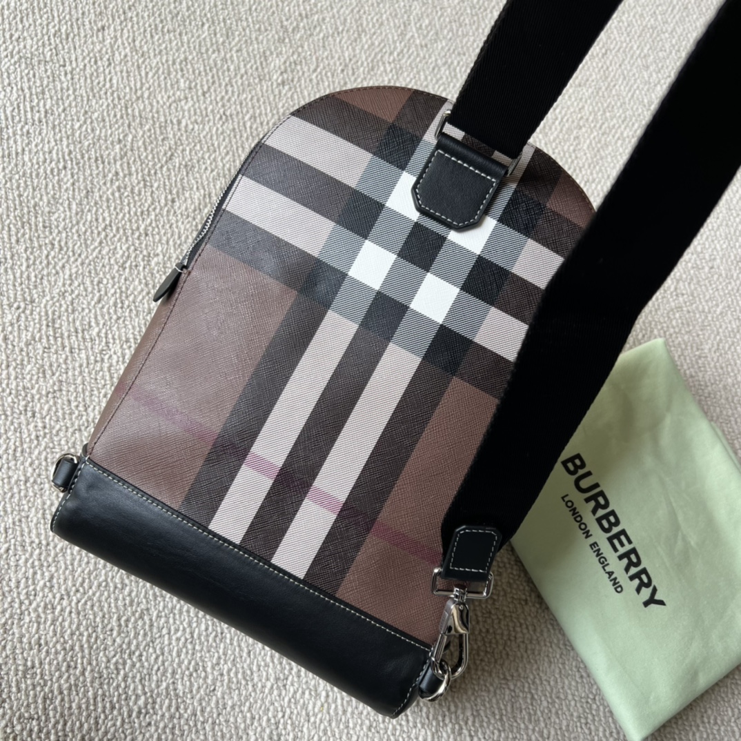 Burberry backpack Nova Check Plaid Brown Black large crossbody