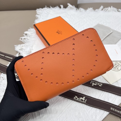 Hermes Constance Orange Leather Zip Around Wallet 1 Hermes Constance Orange Leather Zip Around Wallet
