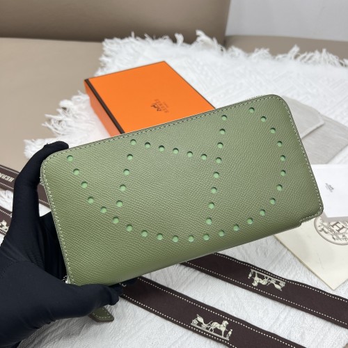 Hermes Constance Olive Green Leather Zip Around Wallet - Stylish and Functional 1 Hermes Constance Olive Green Leather Zip Around Wallet - Stylish and Functional