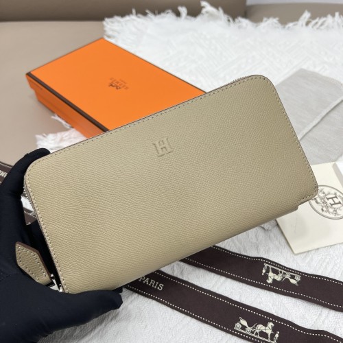 Hermes Constance Wallet, Hand-Grained Leather, Silver Hardware, Elegant Zip Around