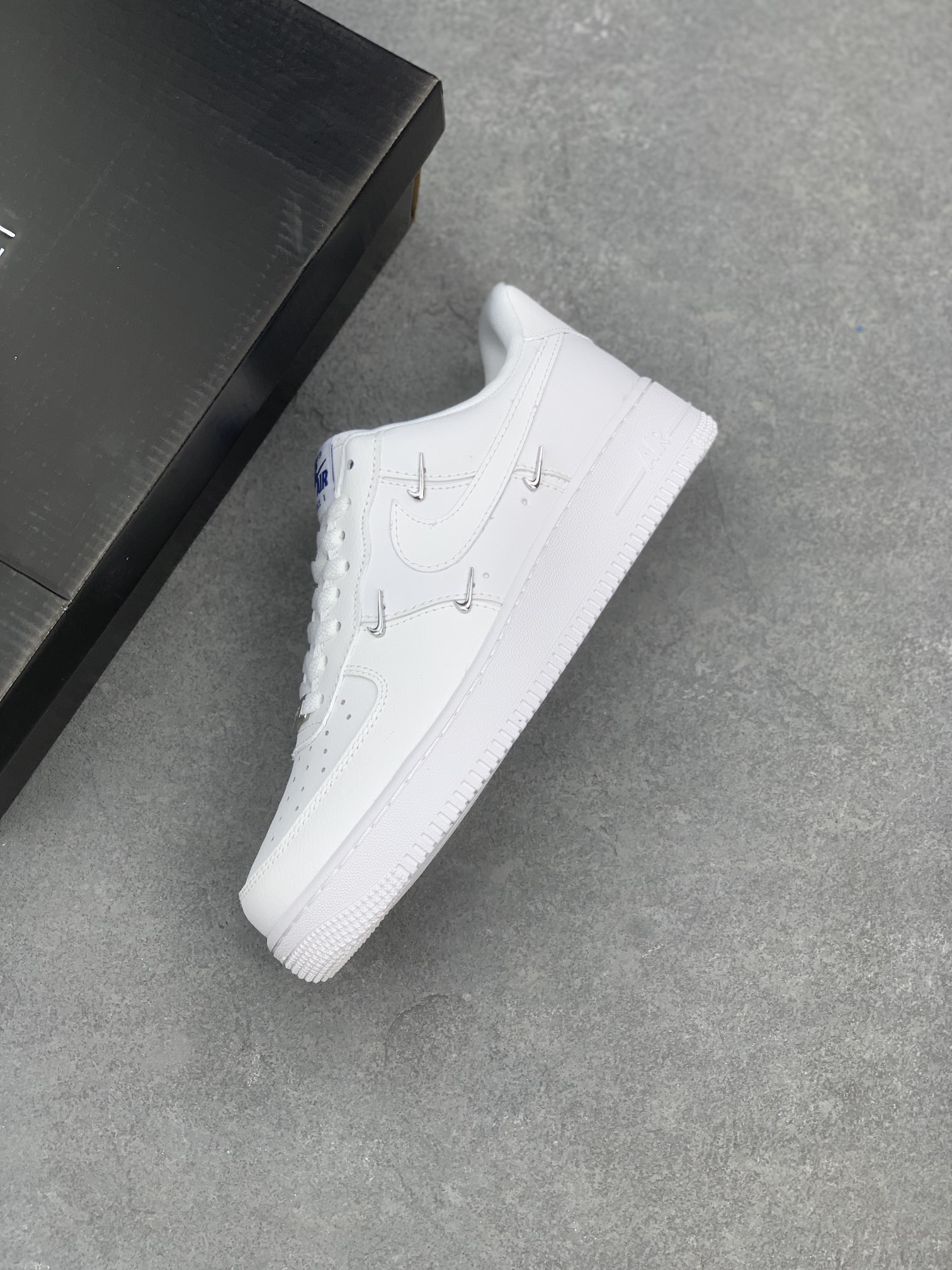 Nike Air Force 1 Low '07 All White with Mini Silver Swoosh Accents 8 i1660411280 159 6