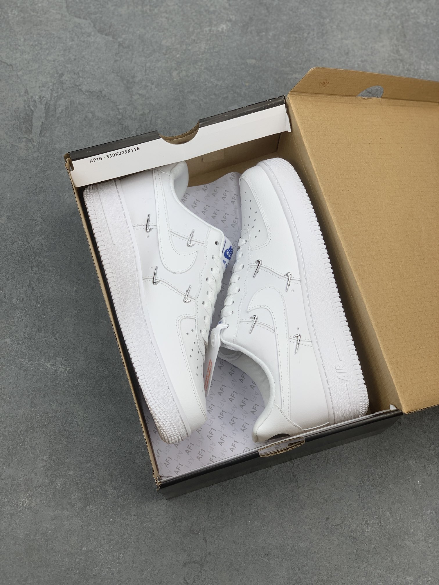 Nike Air Force 1 Low '07 All White with Mini Silver Swoosh Accents 10 i1660411280 4642 8