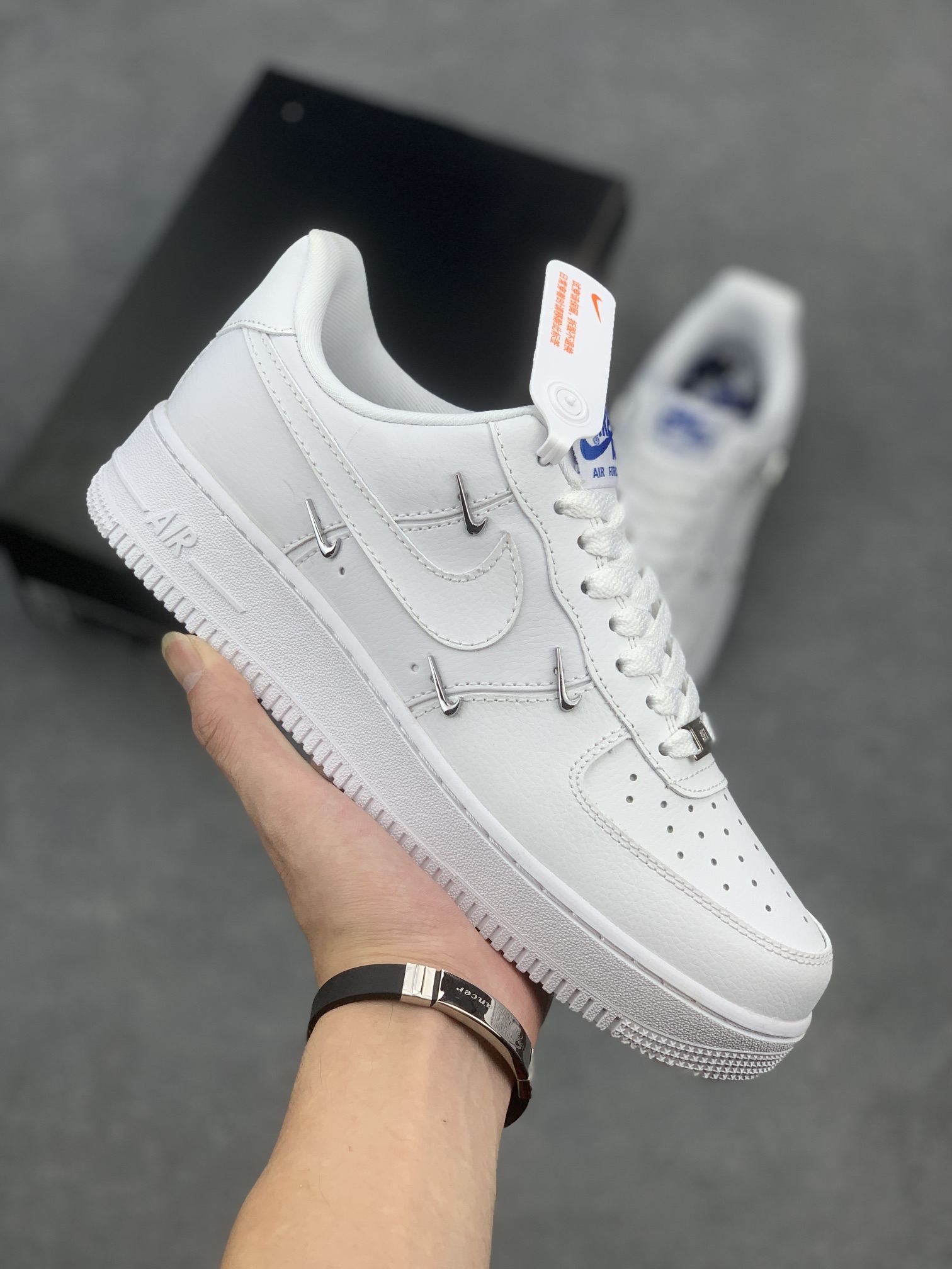 Nike Air Force 1 Low '07 All White with Mini Silver Swoosh Accents 2 i1660411280 7300 0