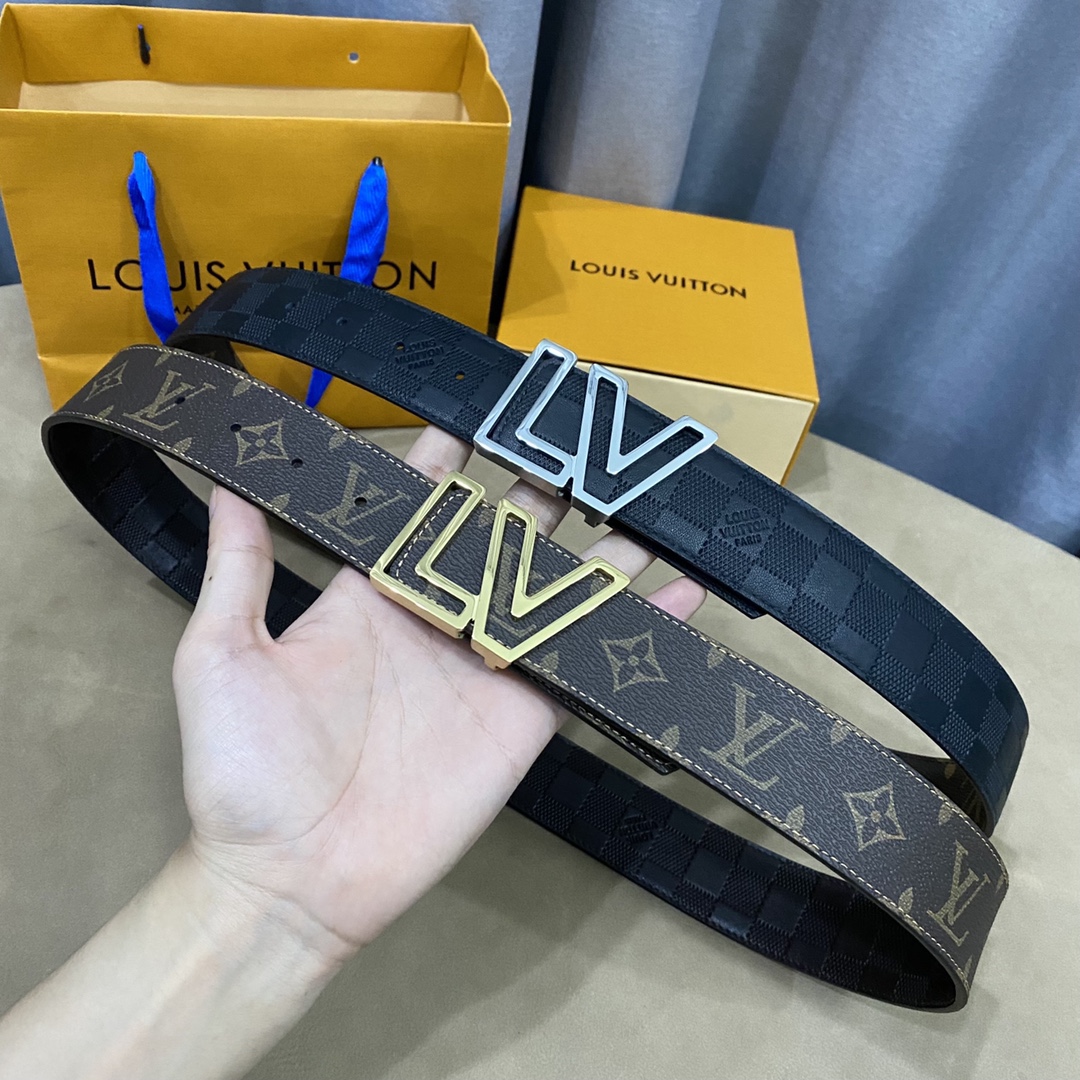 Wholesale China
 Louis Vuitton Belts Best Quality Fake
 Lattice Calfskin Cowhide