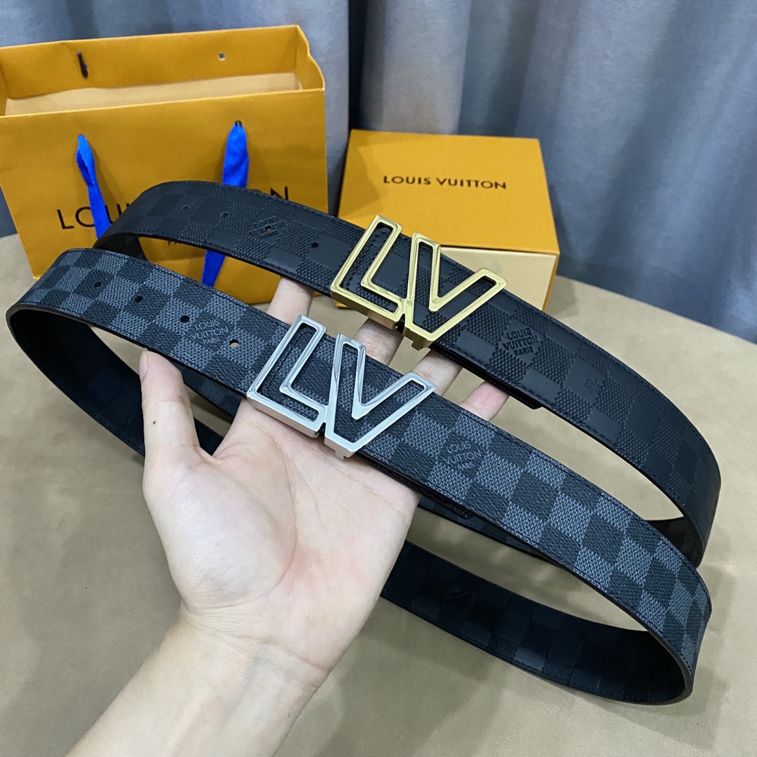 AAA+ Replica
 Louis Vuitton Fashion
 Belts Lattice Calfskin Cowhide