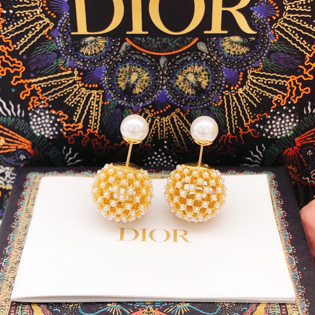 Number DED0179Dior's new models 💦 CD round tennis sized pearl hollow - Jewelry 8