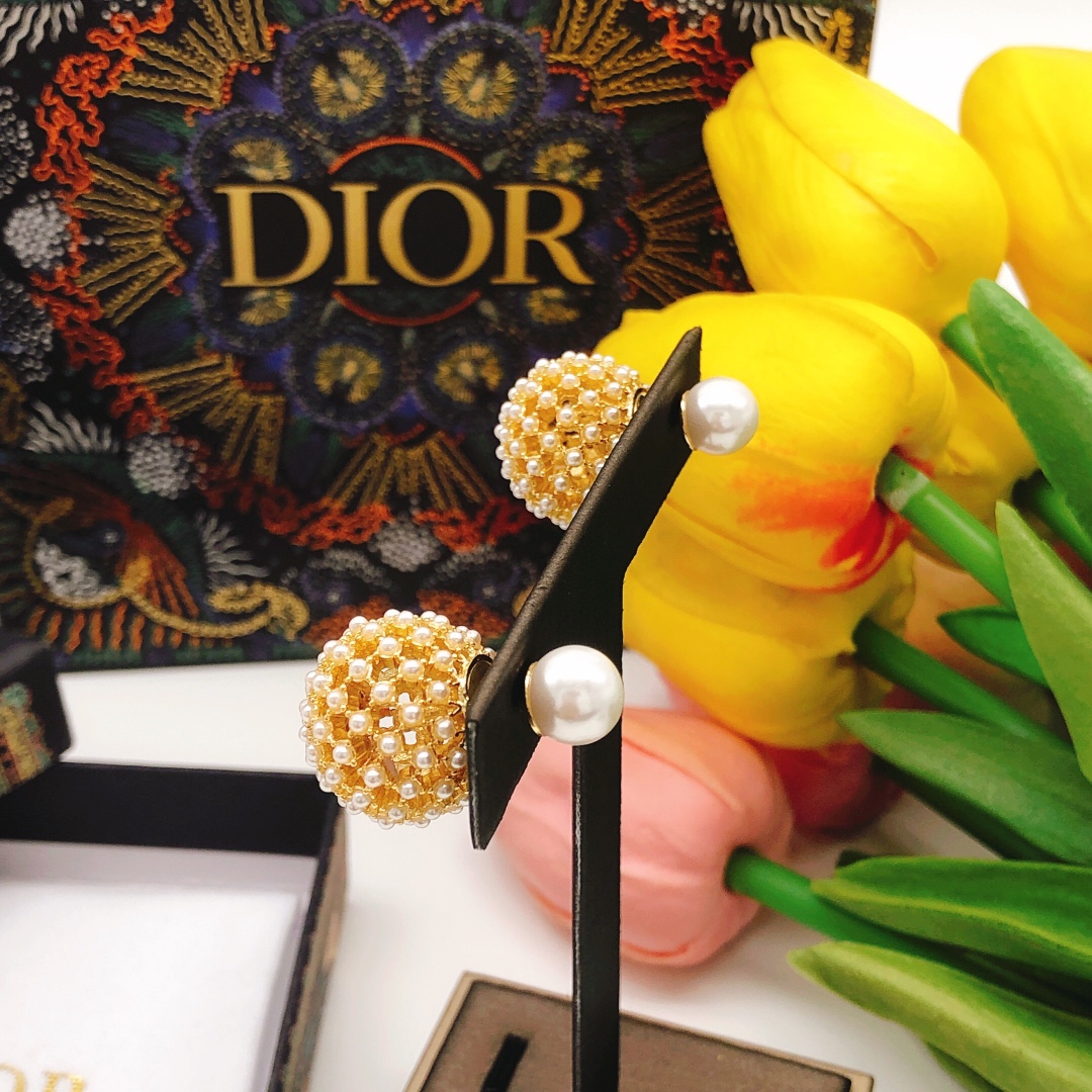 Number DED0179Dior's new models 💦 CD round tennis sized pearl hollow - Jewelry 4