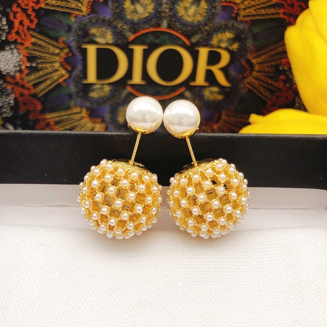 Number DED0179Dior's new models 💦 CD round tennis sized pearl hollow - Jewelry 7
